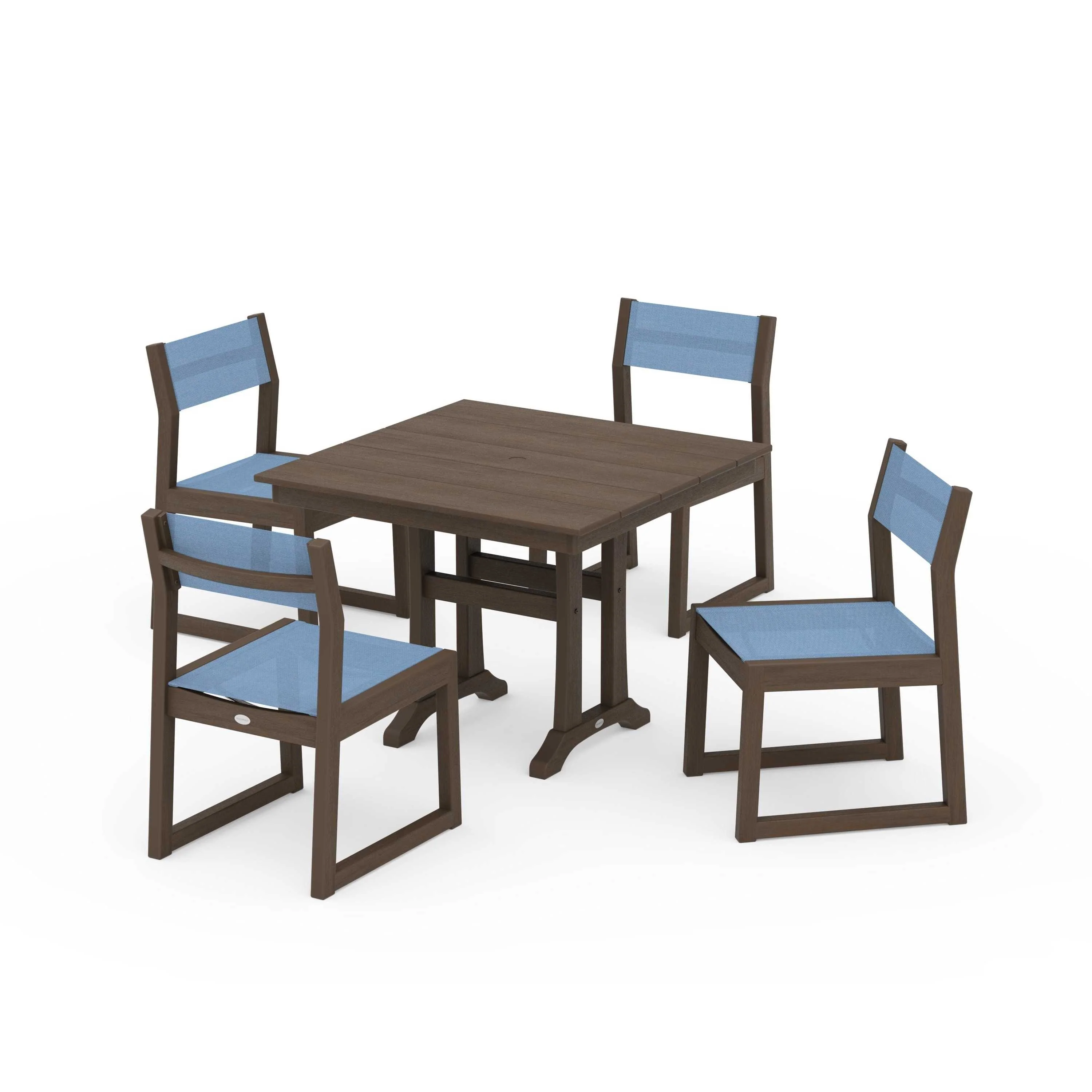 EDGE Sling 5-Piece Farmhouse Trestle Side Chair Dining Set - Image 67