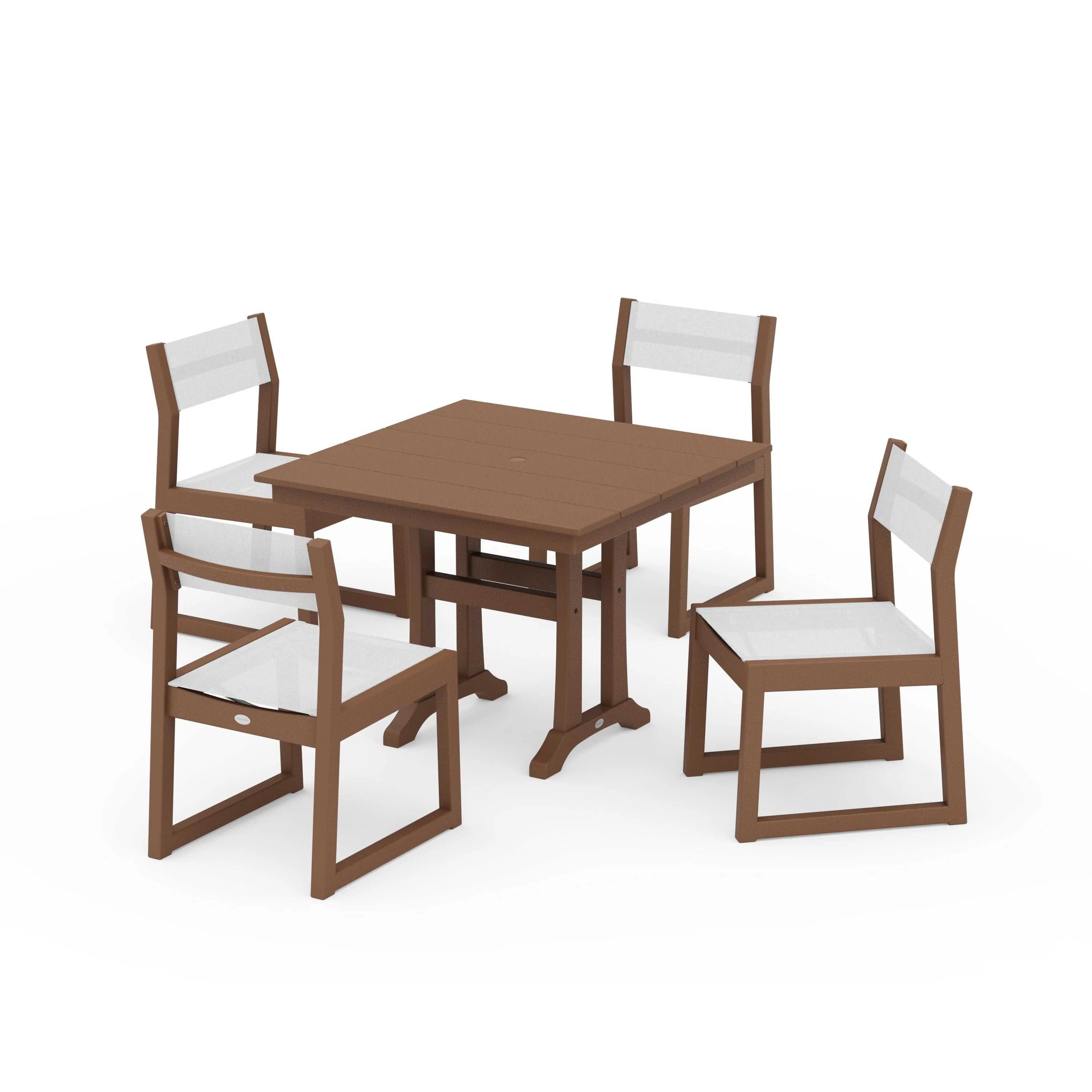 EDGE Sling 5-Piece Farmhouse Trestle Side Chair Dining Set - Image 70