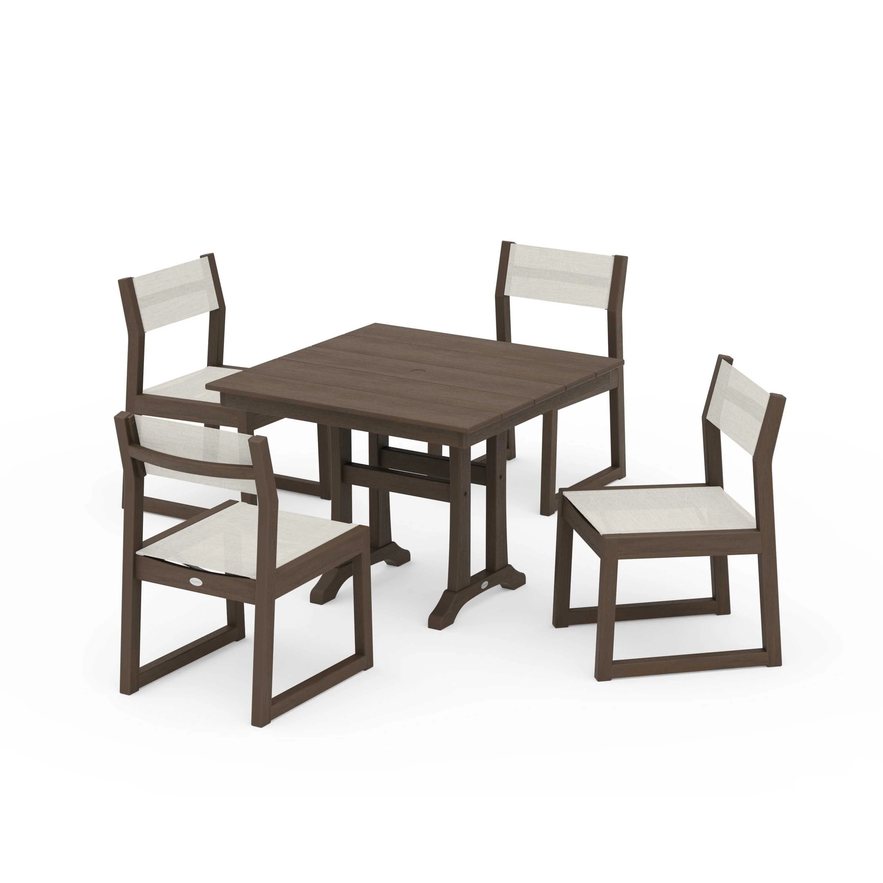EDGE Sling 5-Piece Farmhouse Trestle Side Chair Dining Set - Image 74