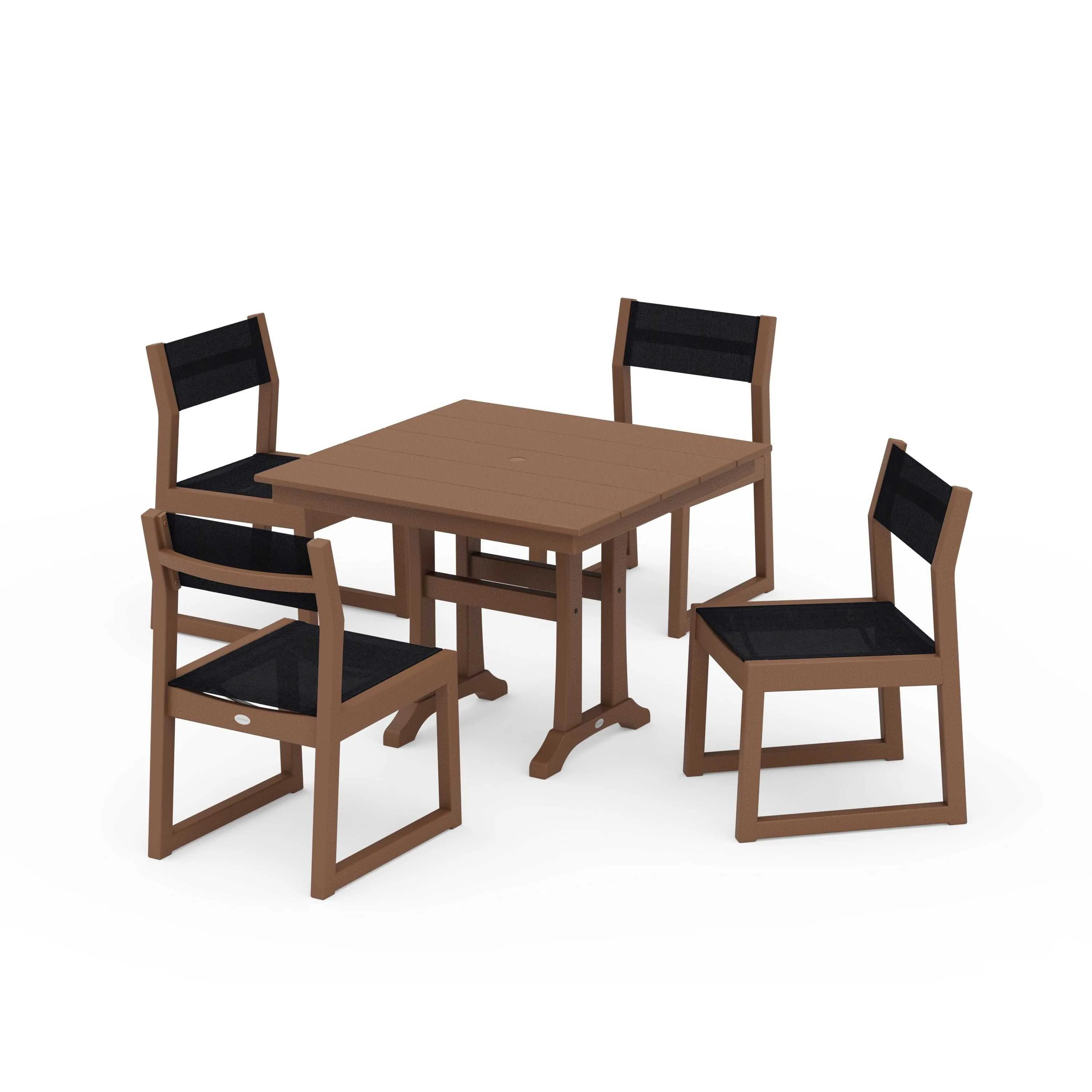 EDGE Sling 5-Piece Farmhouse Trestle Side Chair Dining Set - Image 77