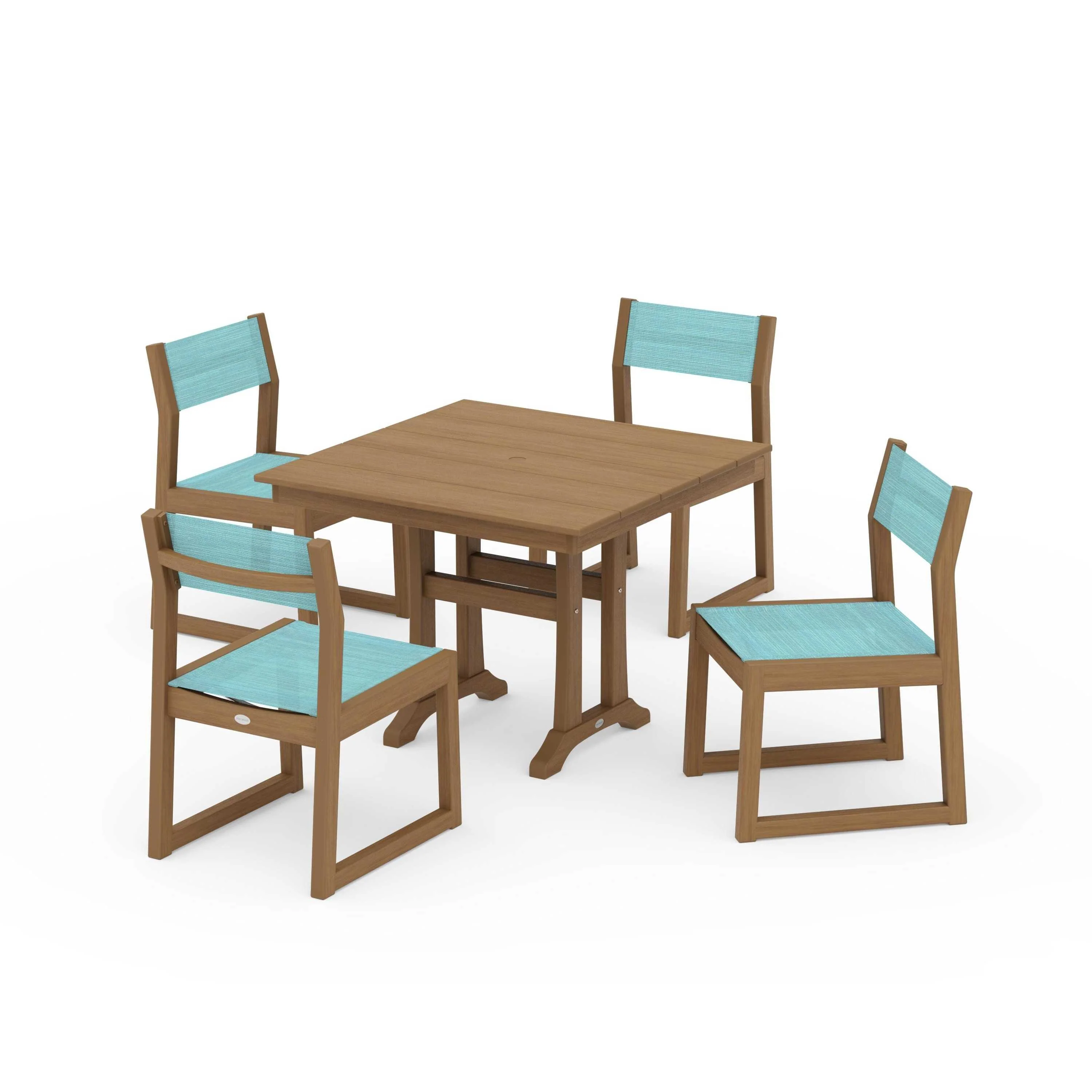 EDGE Sling 5-Piece Farmhouse Trestle Side Chair Dining Set - Image 81