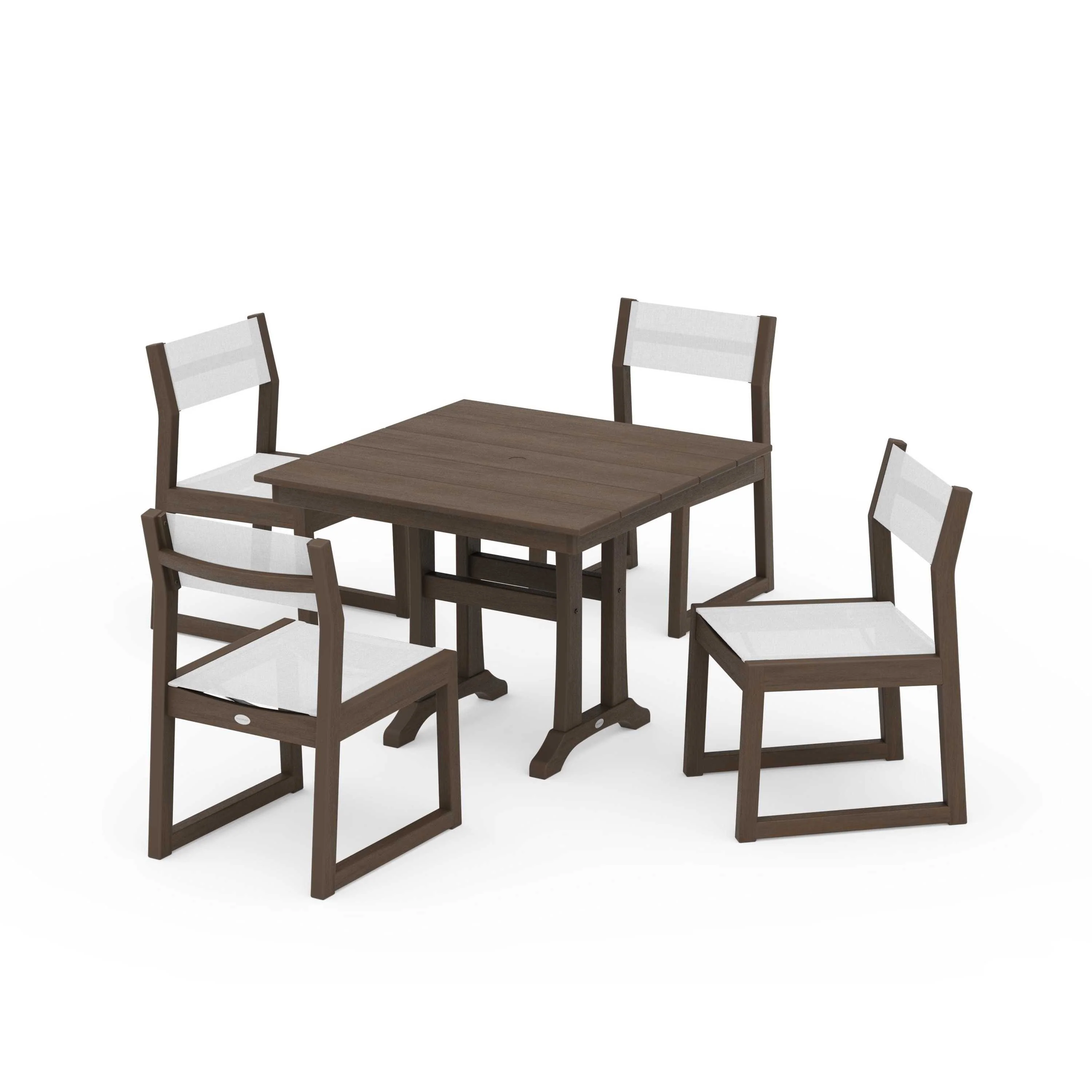 EDGE Sling 5-Piece Farmhouse Trestle Side Chair Dining Set - Image 82