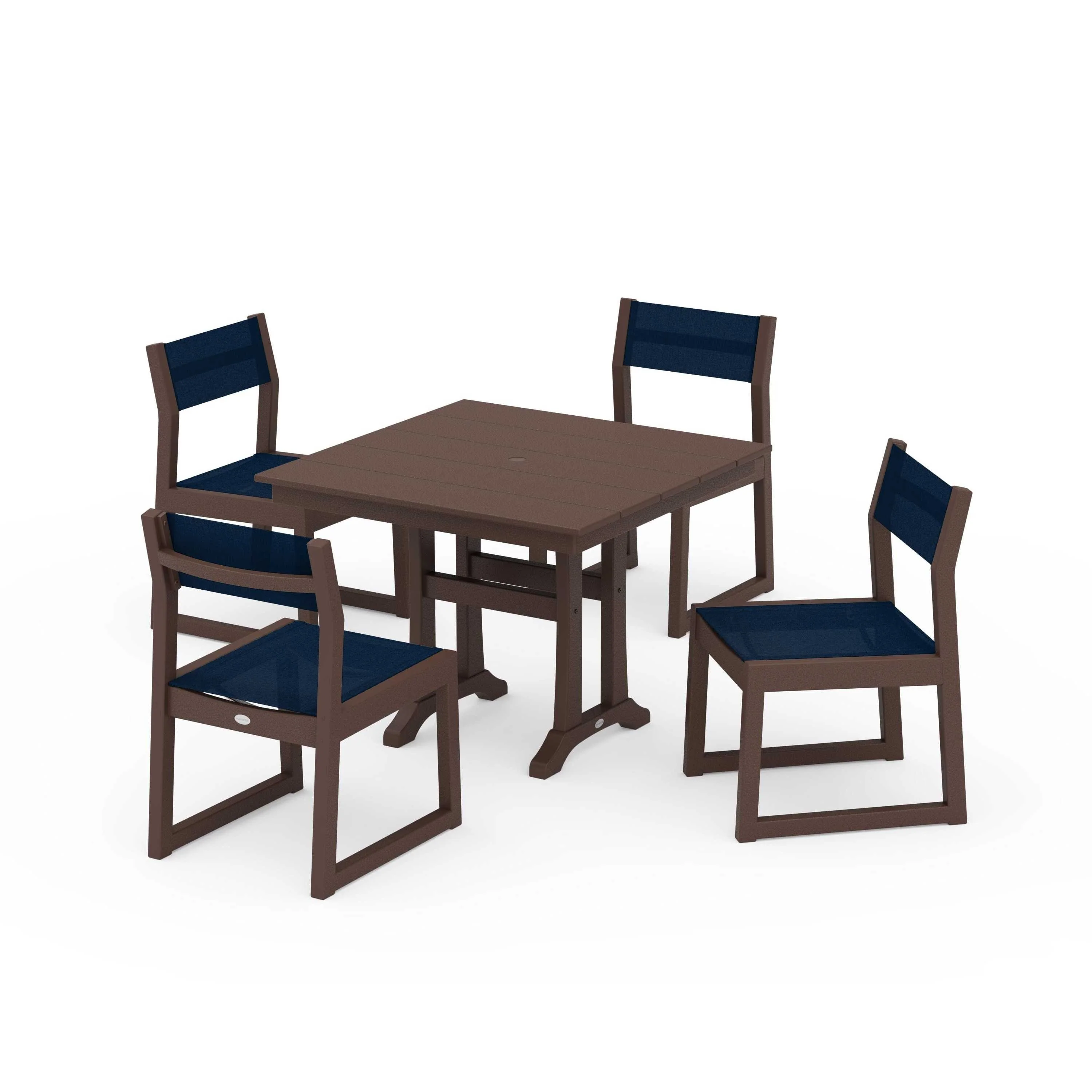 EDGE Sling 5-Piece Farmhouse Trestle Side Chair Dining Set - Image 83