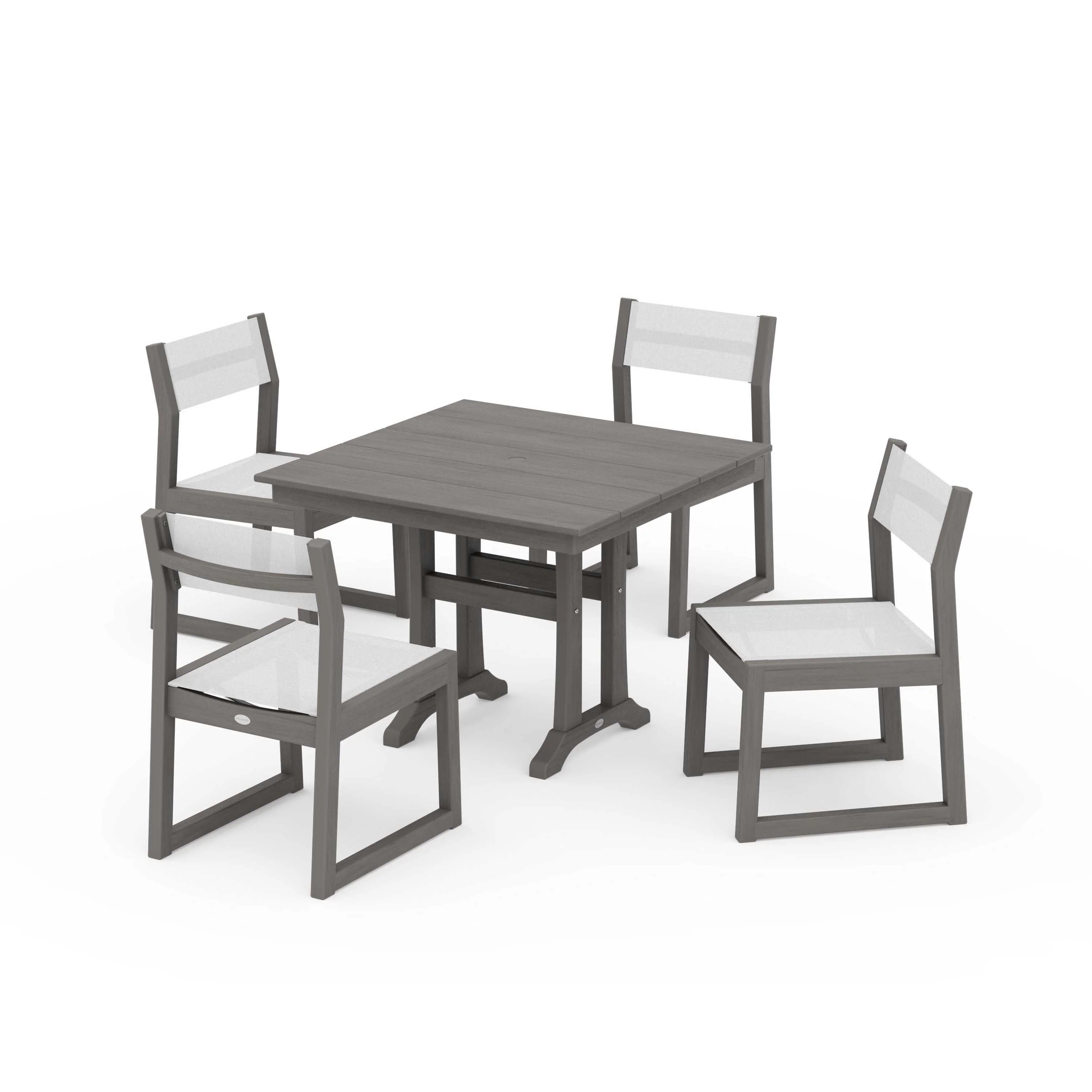 EDGE Sling 5-Piece Farmhouse Trestle Side Chair Dining Set - Image 91