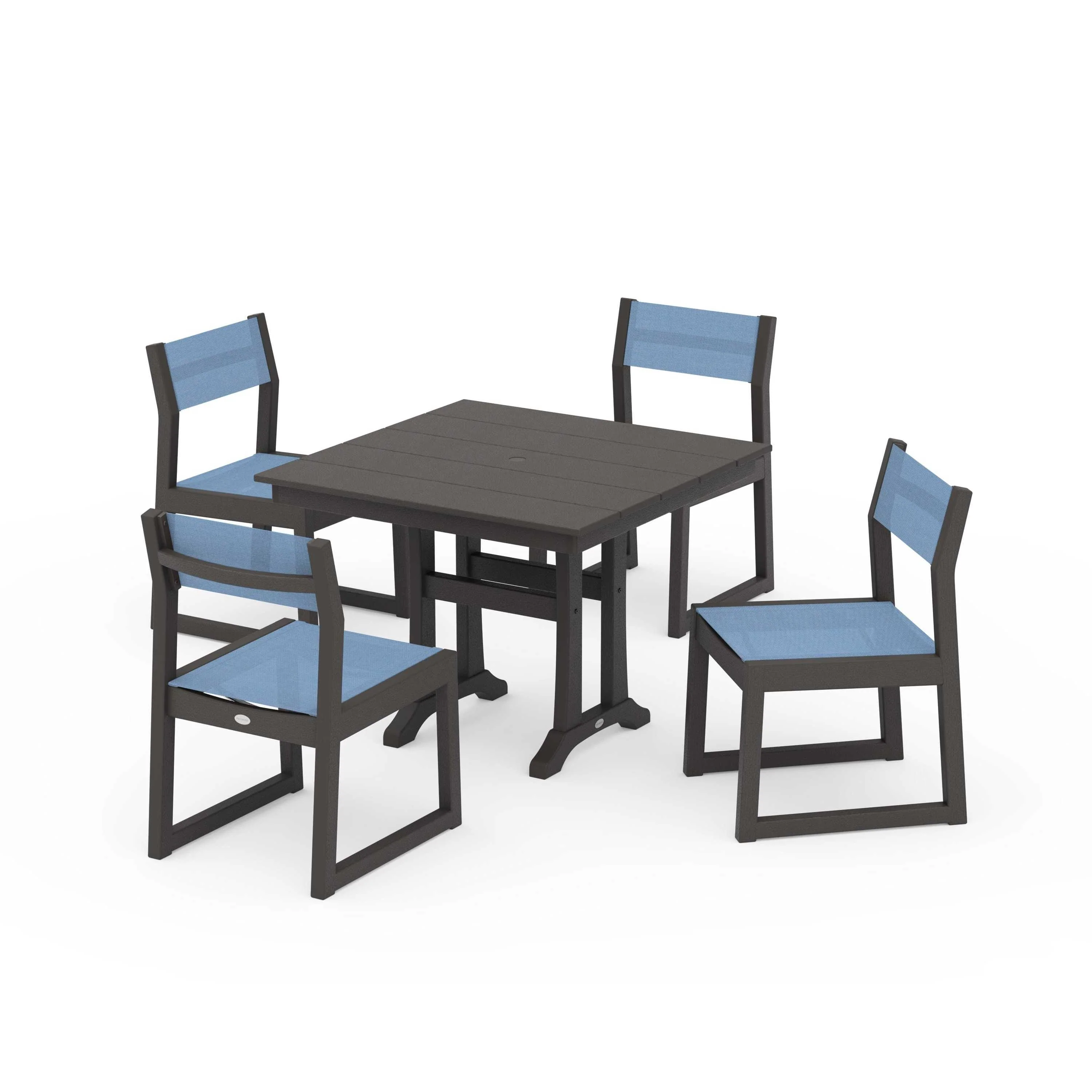 EDGE Sling 5-Piece Farmhouse Trestle Side Chair Dining Set - Image 93