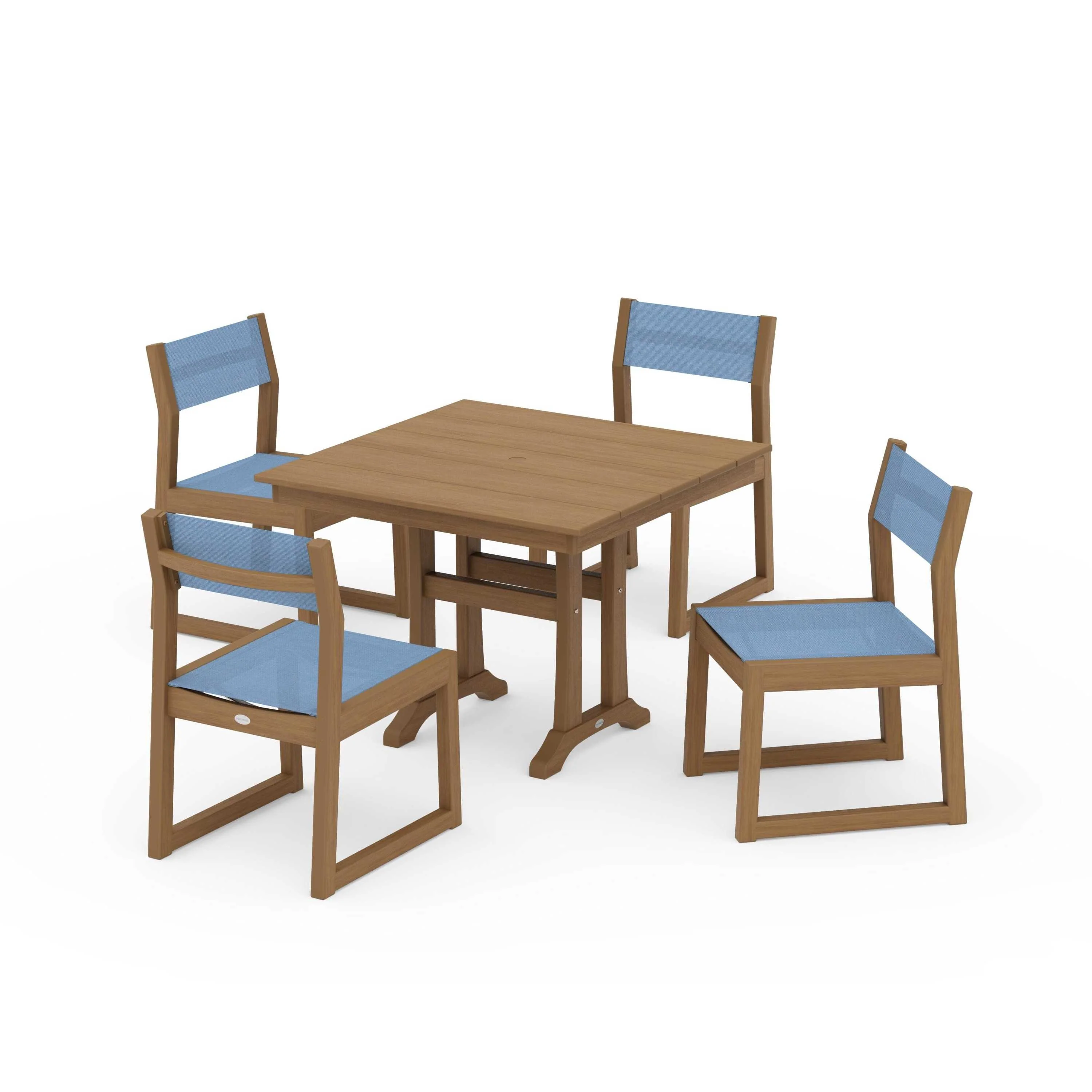 EDGE Sling 5-Piece Farmhouse Trestle Side Chair Dining Set - Image 96
