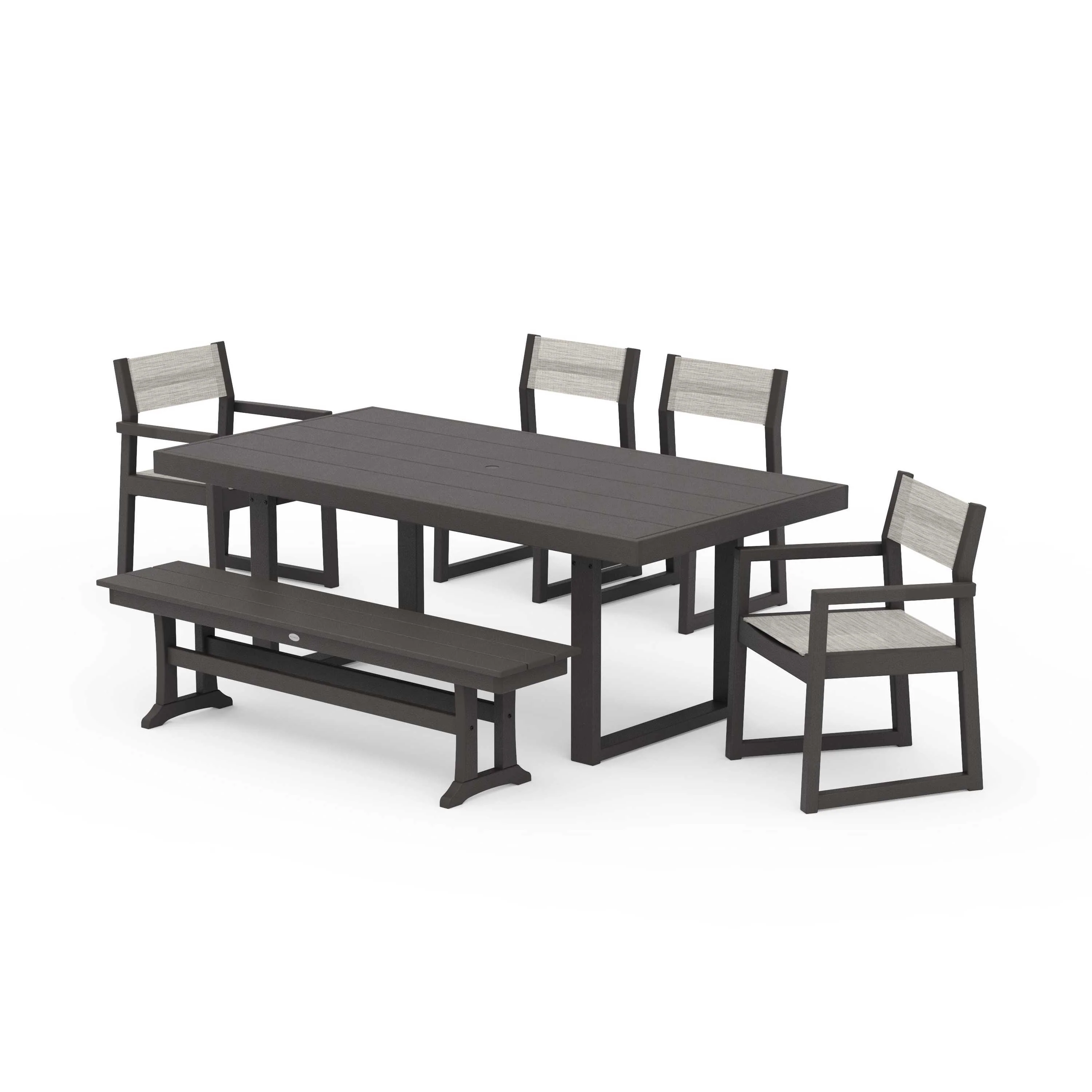 EDGE Sling 6-Piece Dining Set with Bench - Image 113