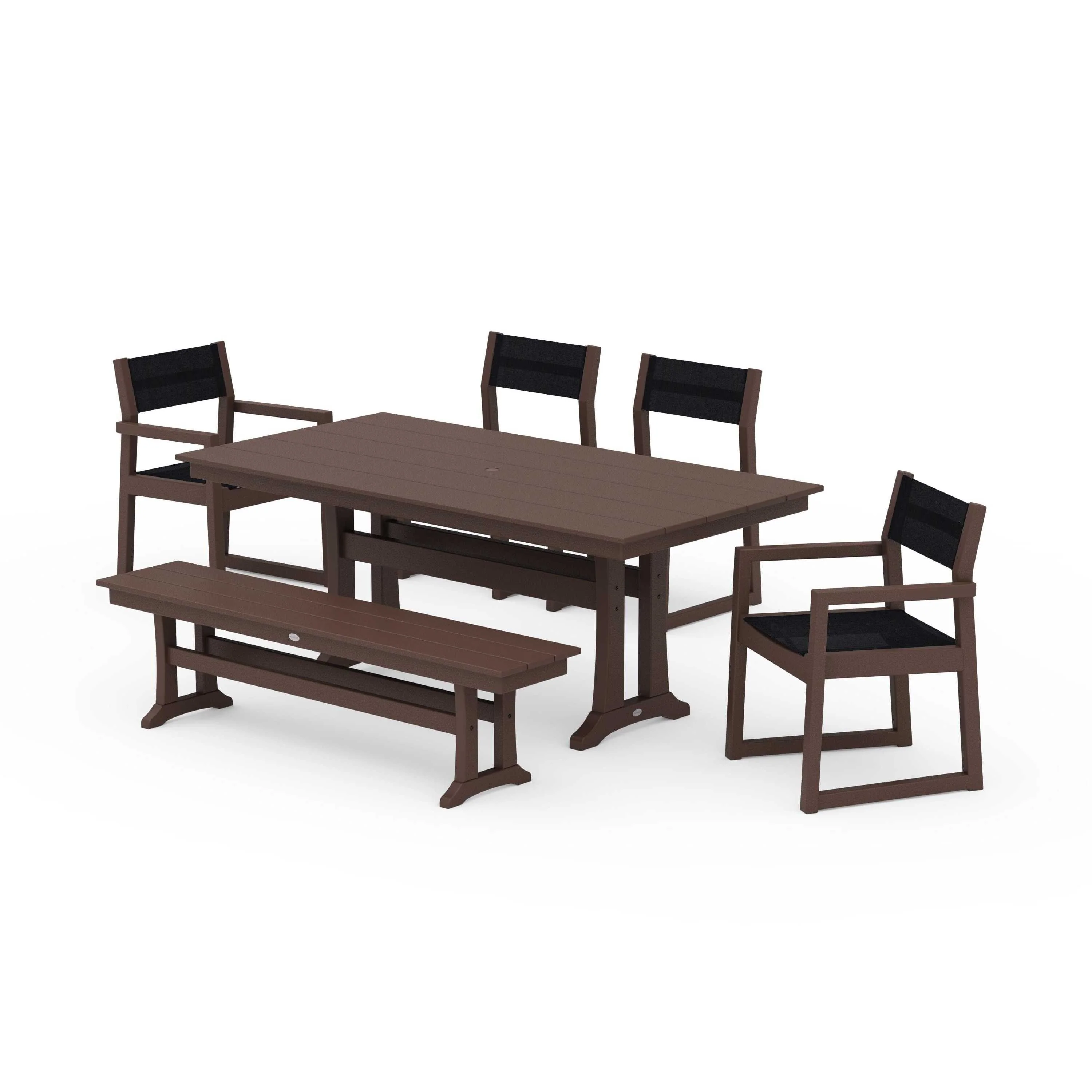 EDGE Sling 6-Piece Farmhouse Dining Set With Trestle Legs - Image 106