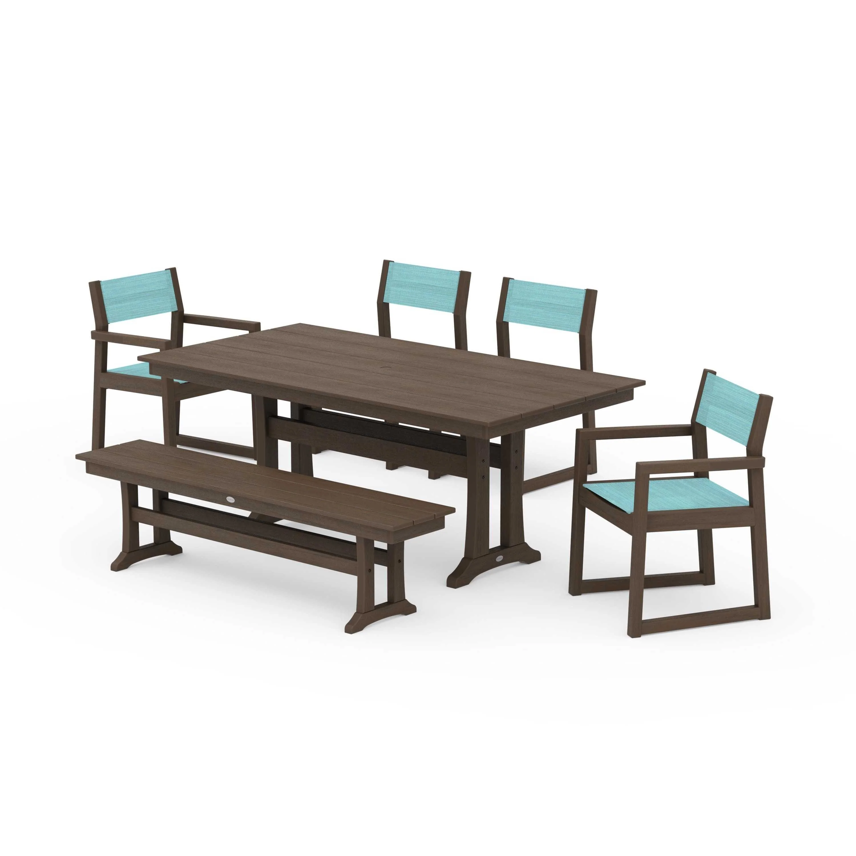 EDGE Sling 6-Piece Farmhouse Dining Set With Trestle Legs - Image 121