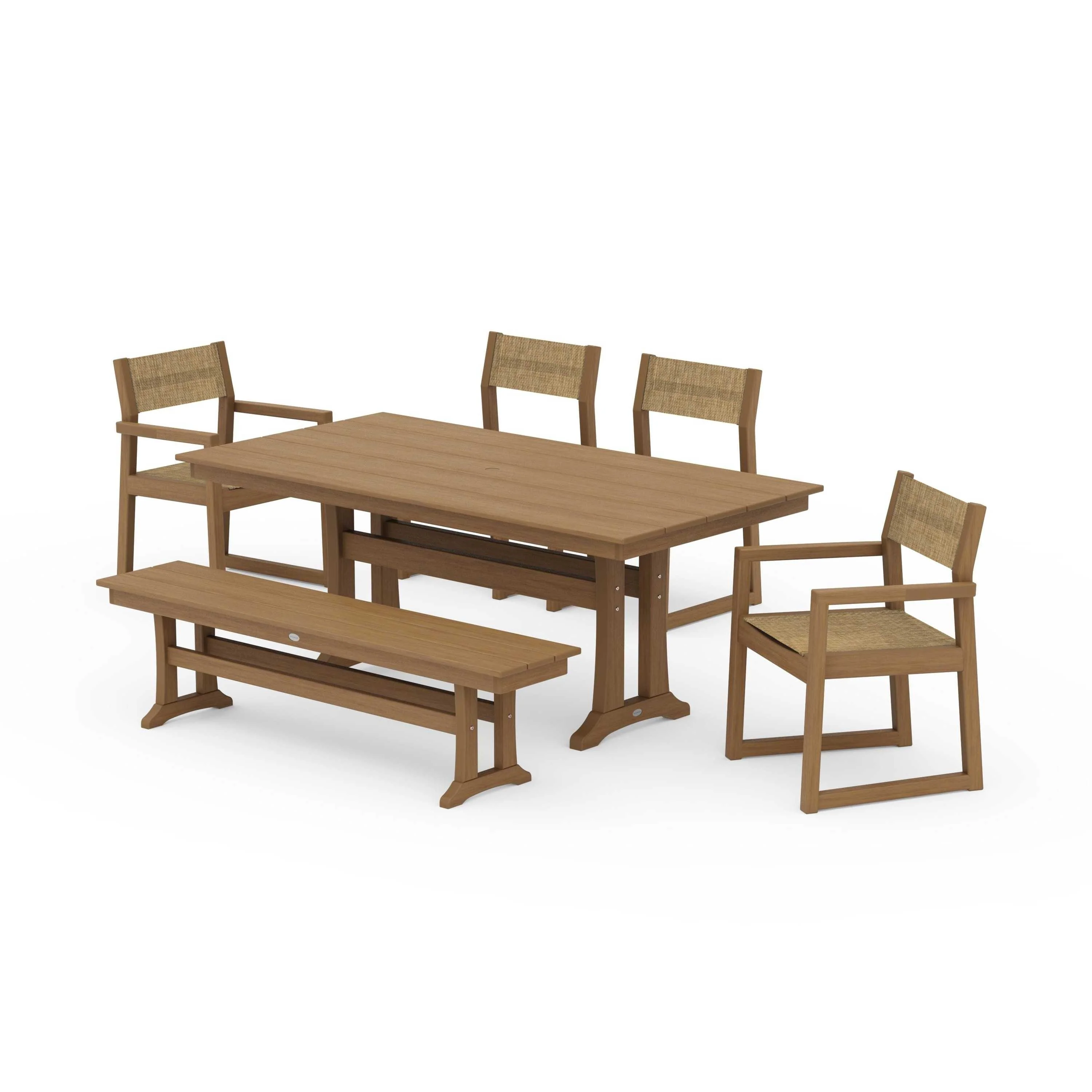 EDGE Sling 6-Piece Farmhouse Dining Set With Trestle Legs - Image 126