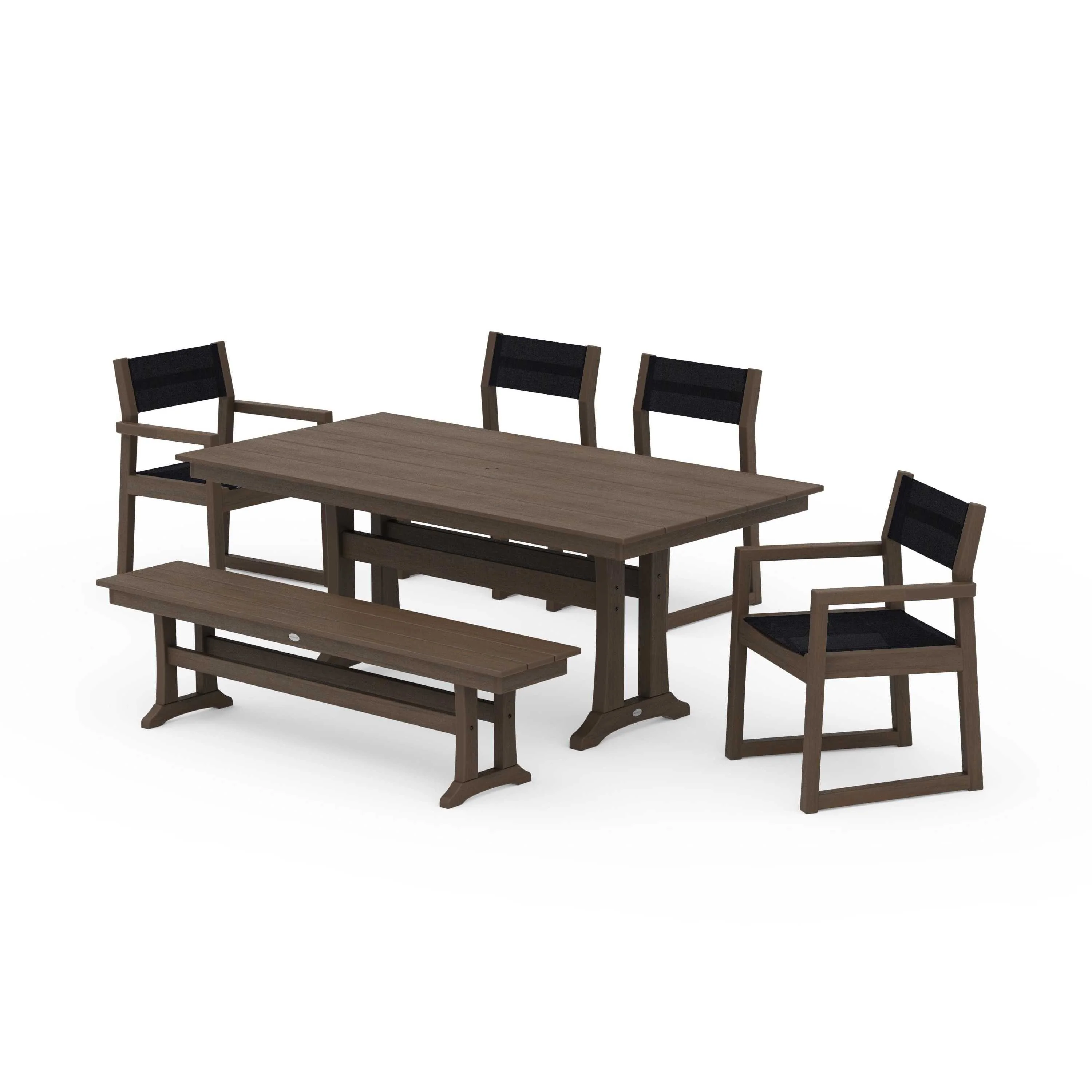 EDGE Sling 6-Piece Farmhouse Dining Set With Trestle Legs - Image 142