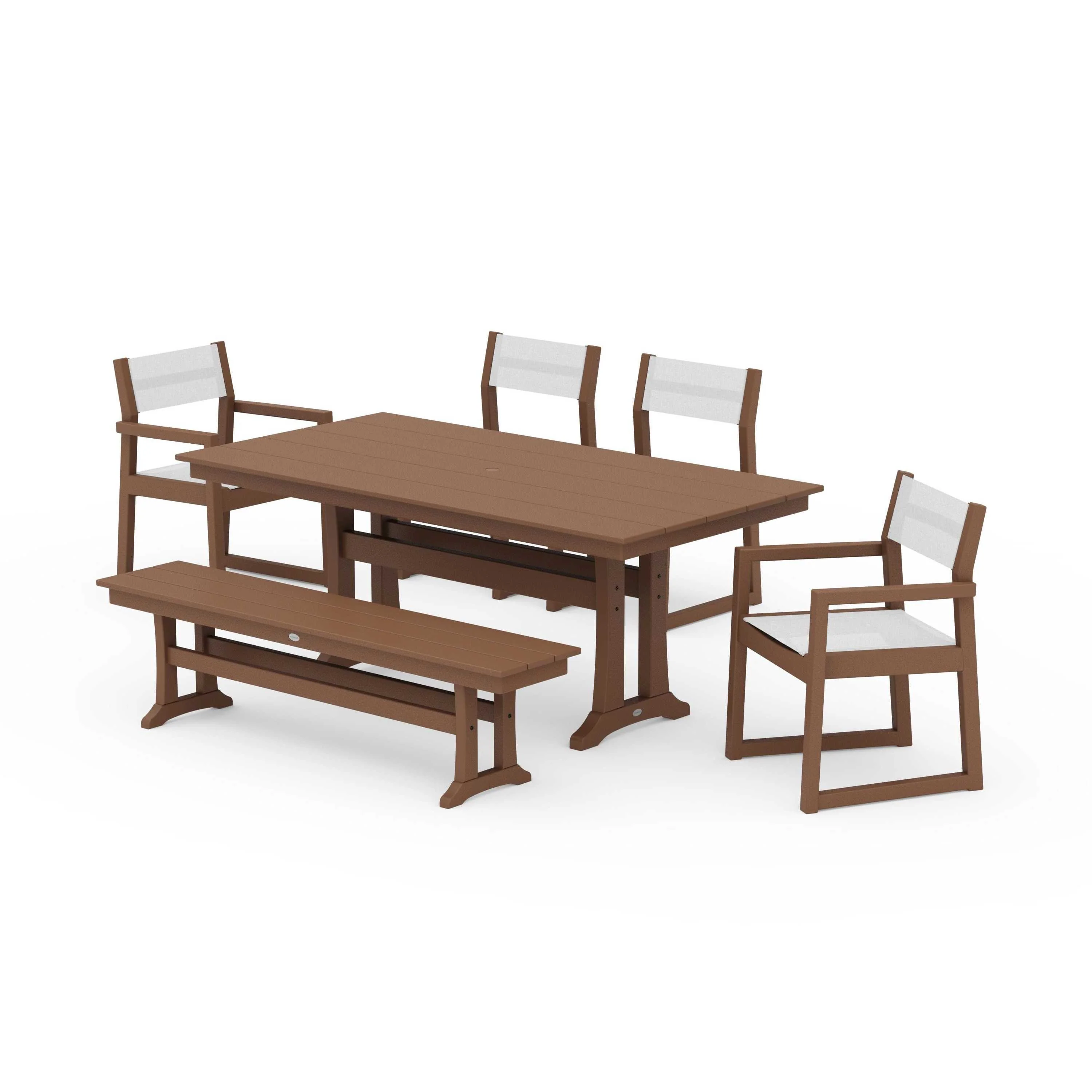 EDGE Sling 6-Piece Farmhouse Dining Set With Trestle Legs - Image 143