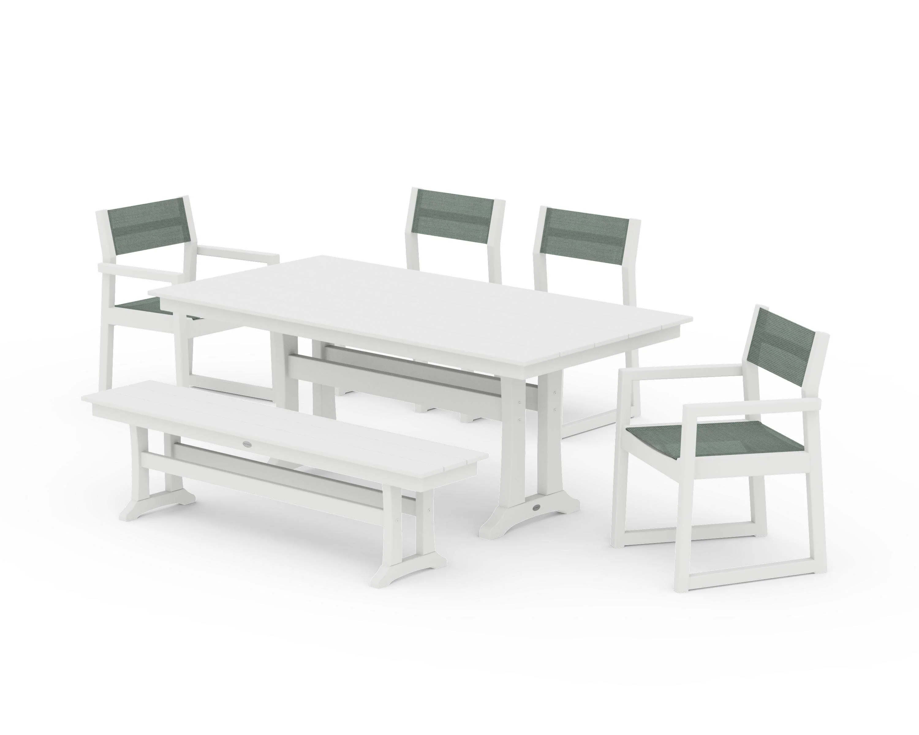 EDGE Sling 6-Piece Farmhouse Dining Set With Trestle Legs - Image 22