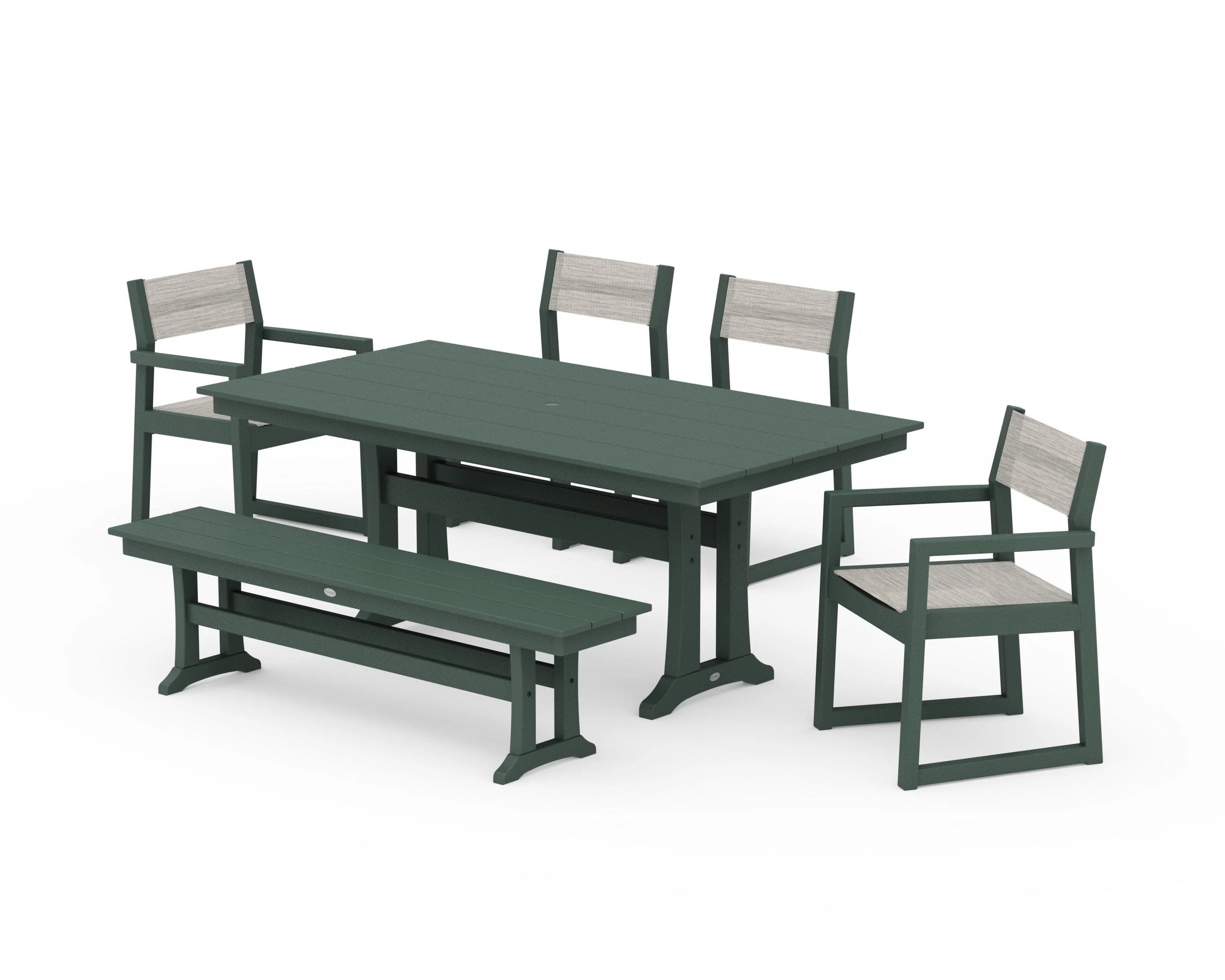 EDGE Sling 6-Piece Farmhouse Dining Set With Trestle Legs - Image 40