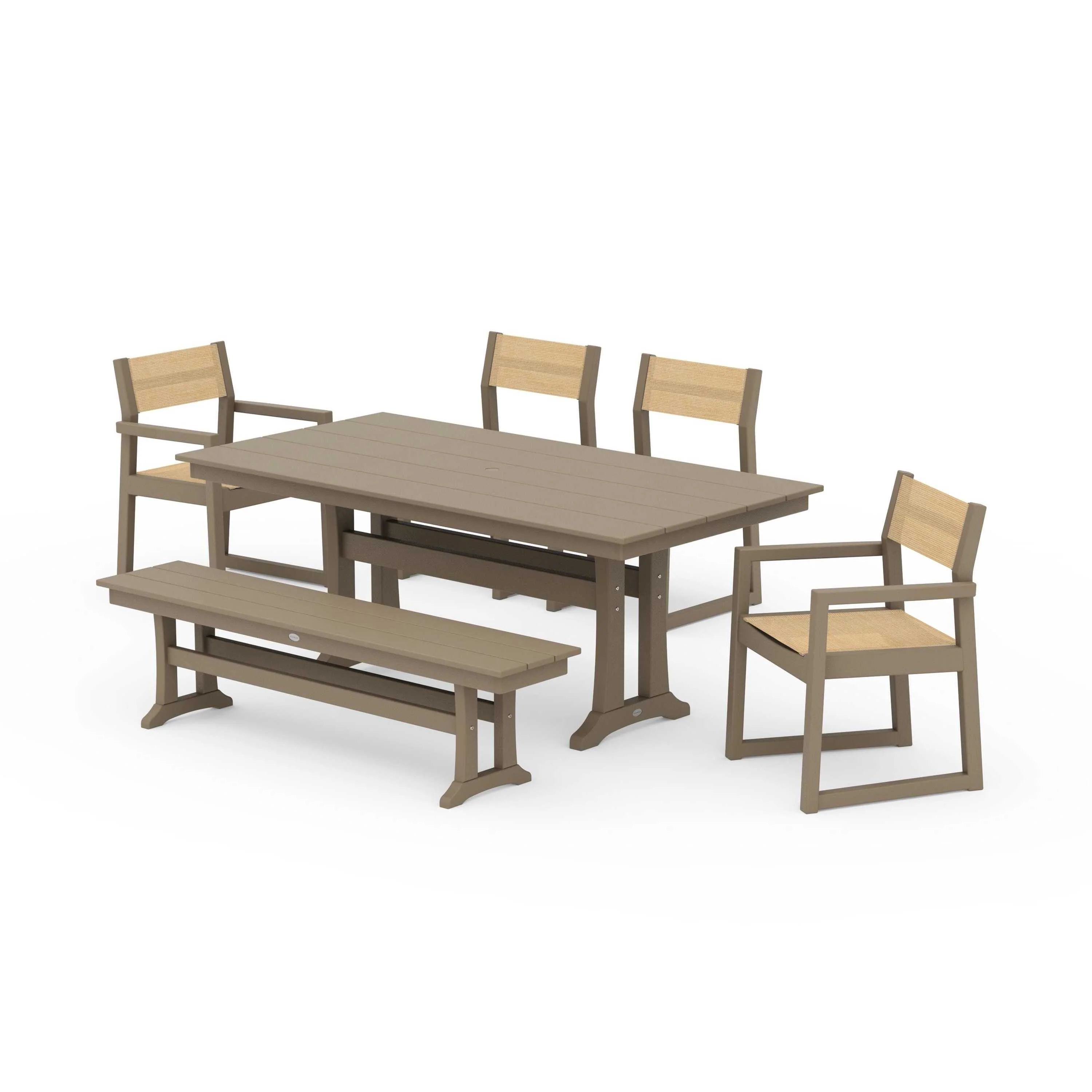 EDGE Sling 6-Piece Farmhouse Dining Set With Trestle Legs - Image 45