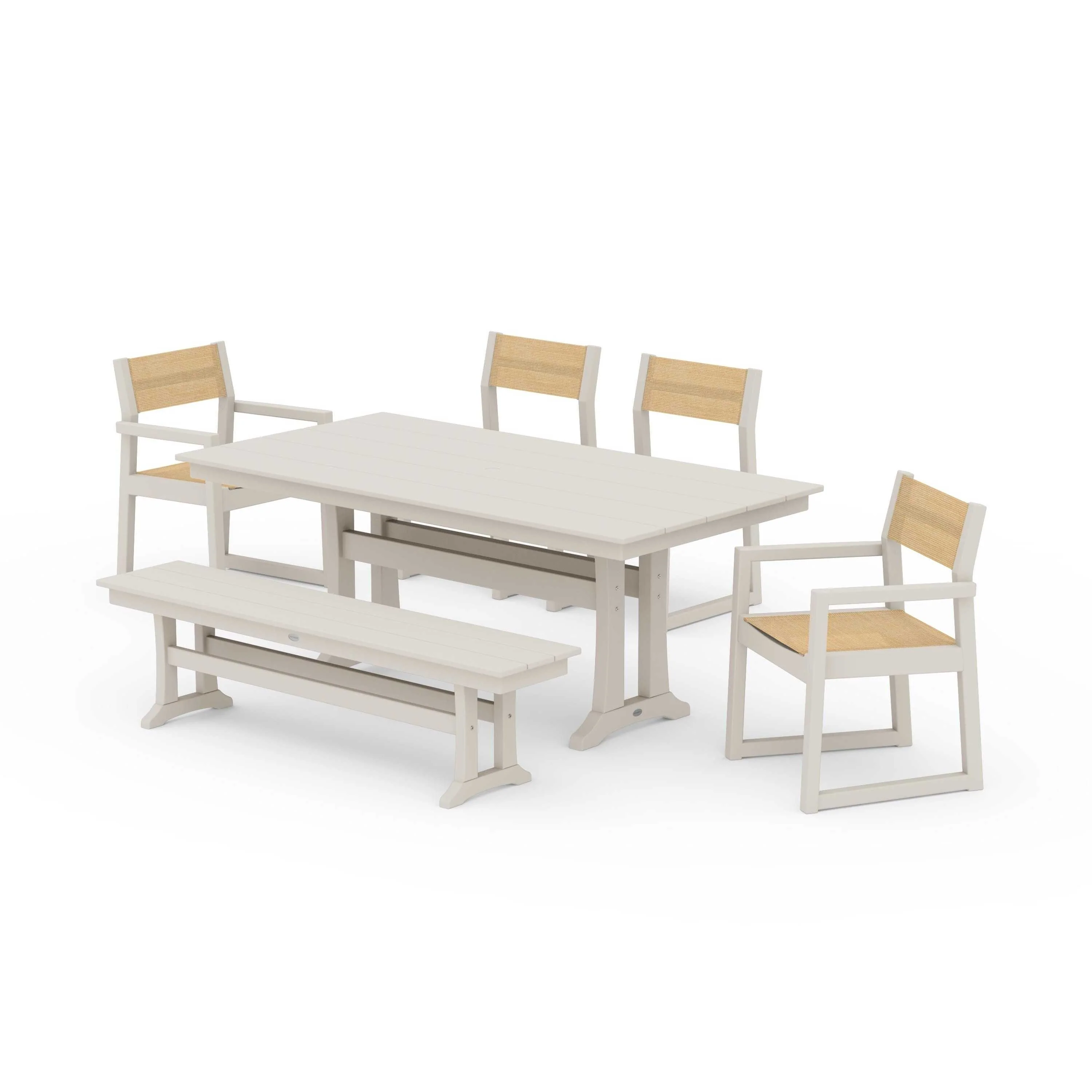 EDGE Sling 6-Piece Farmhouse Dining Set With Trestle Legs - Image 54