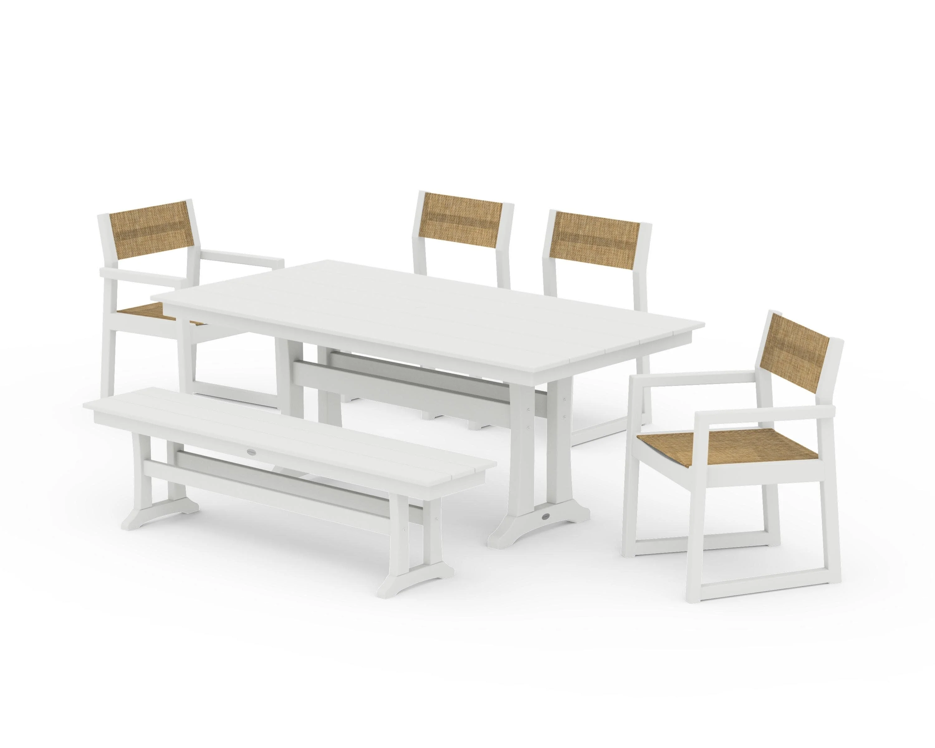 EDGE Sling 6-Piece Farmhouse Dining Set With Trestle Legs - Image 6
