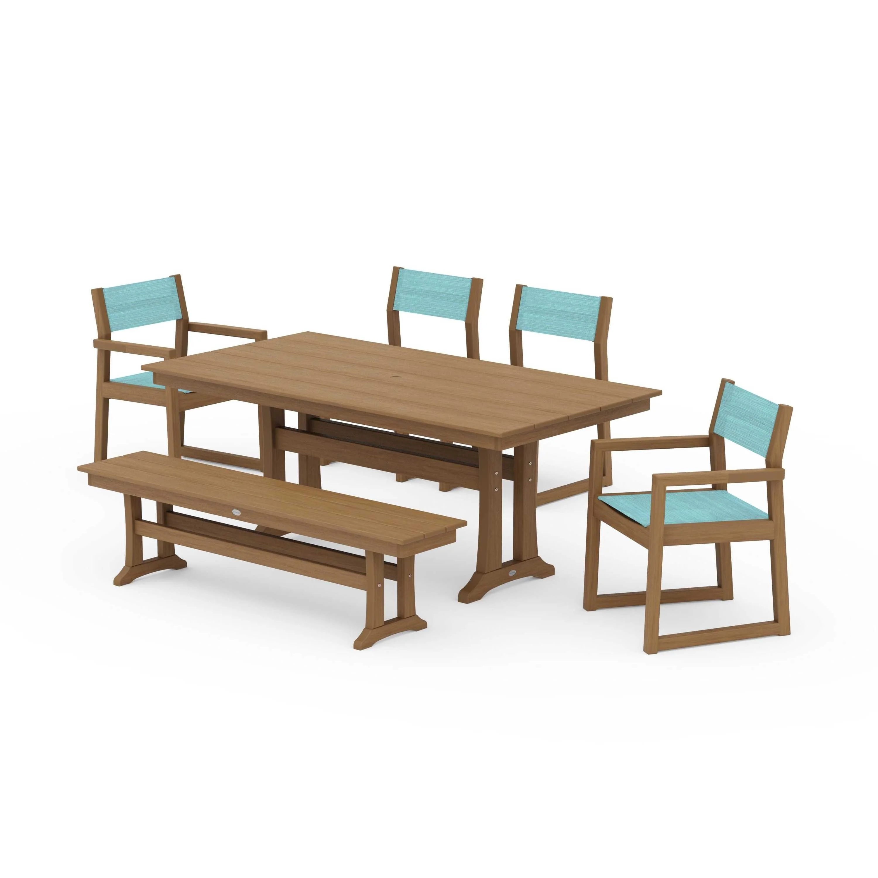 EDGE Sling 6-Piece Farmhouse Dining Set With Trestle Legs - Image 77