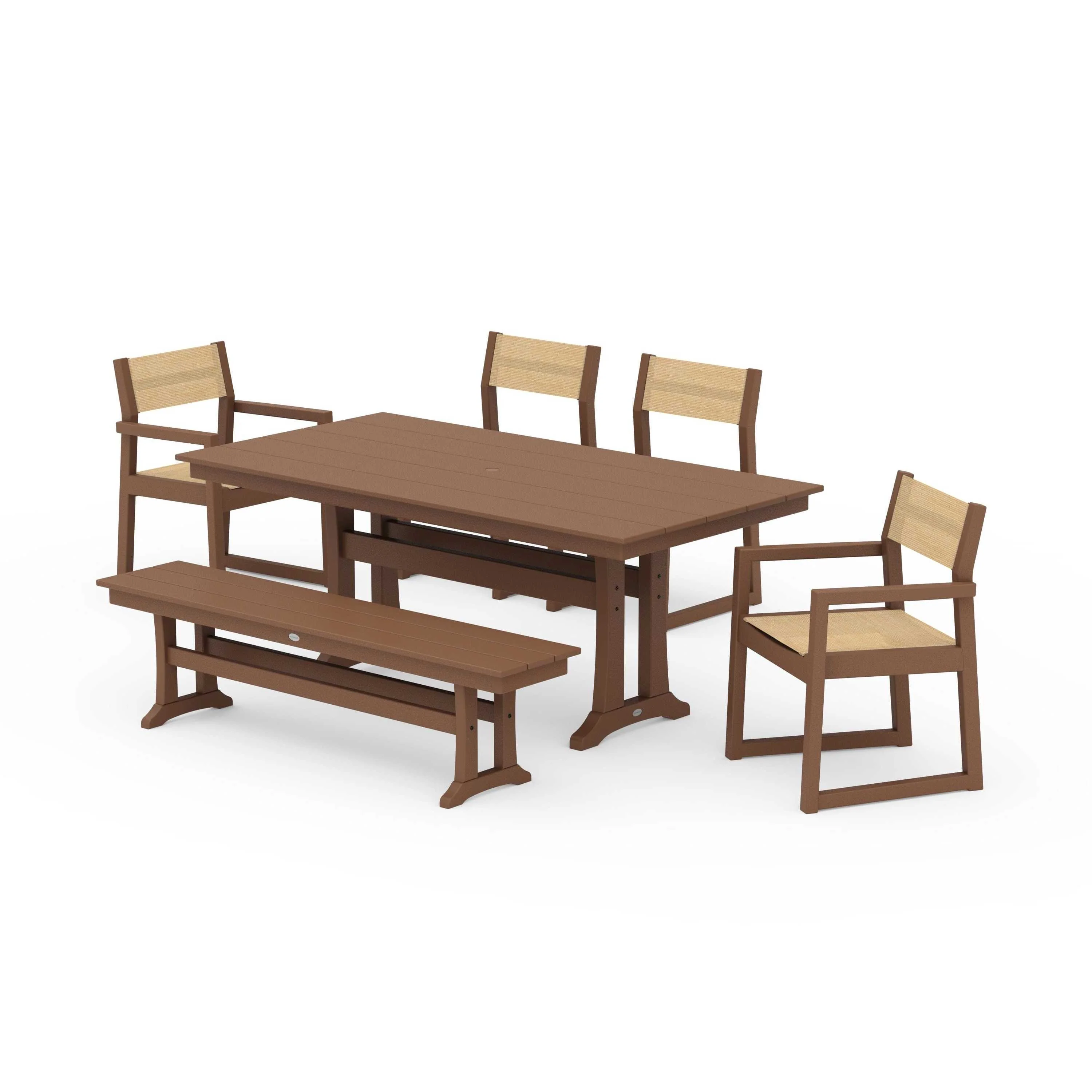 EDGE Sling 6-Piece Farmhouse Dining Set With Trestle Legs - Image 99
