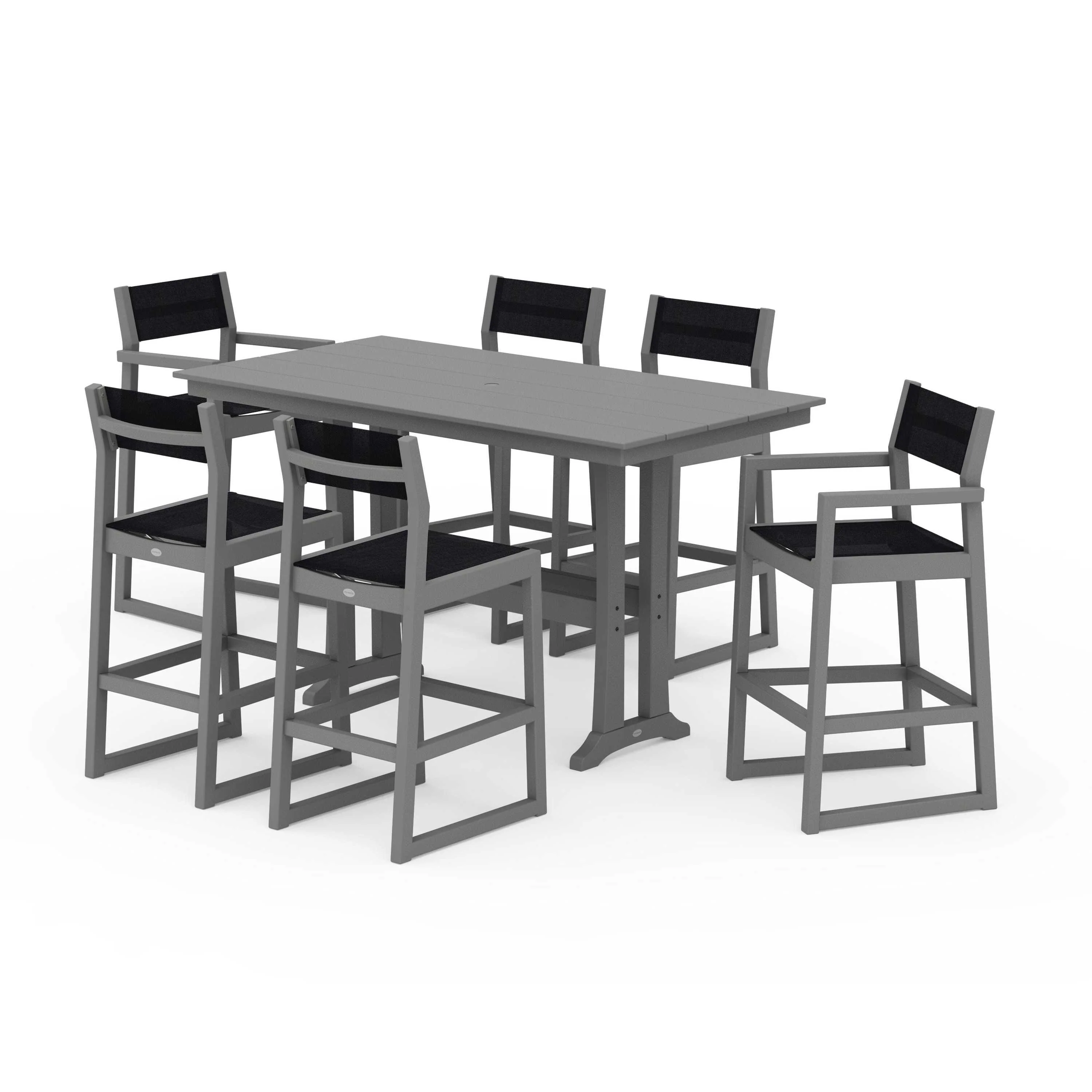 EDGE Sling 7-Piece Farmhouse Bar Set with Trestle Legs - Image 101