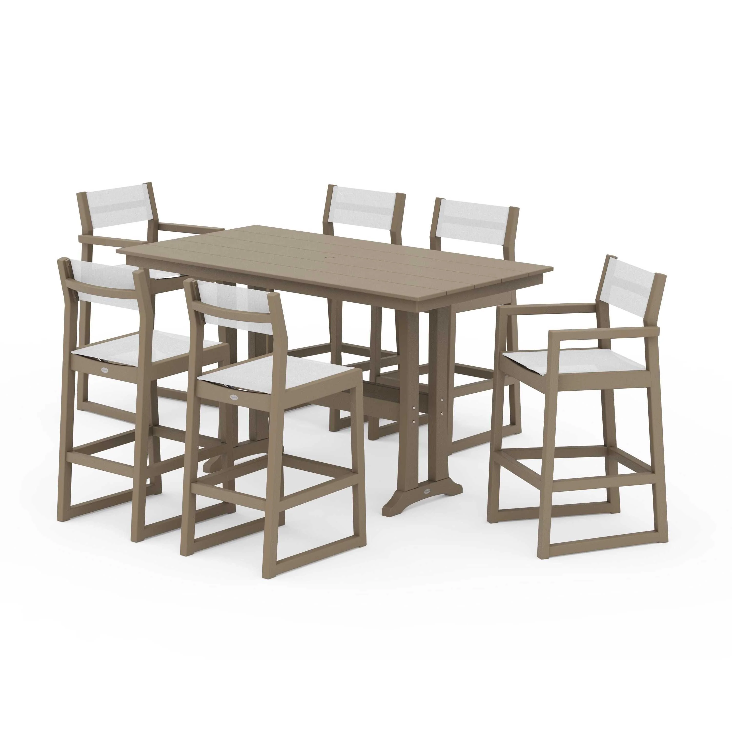 EDGE Sling 7-Piece Farmhouse Bar Set with Trestle Legs - Image 102