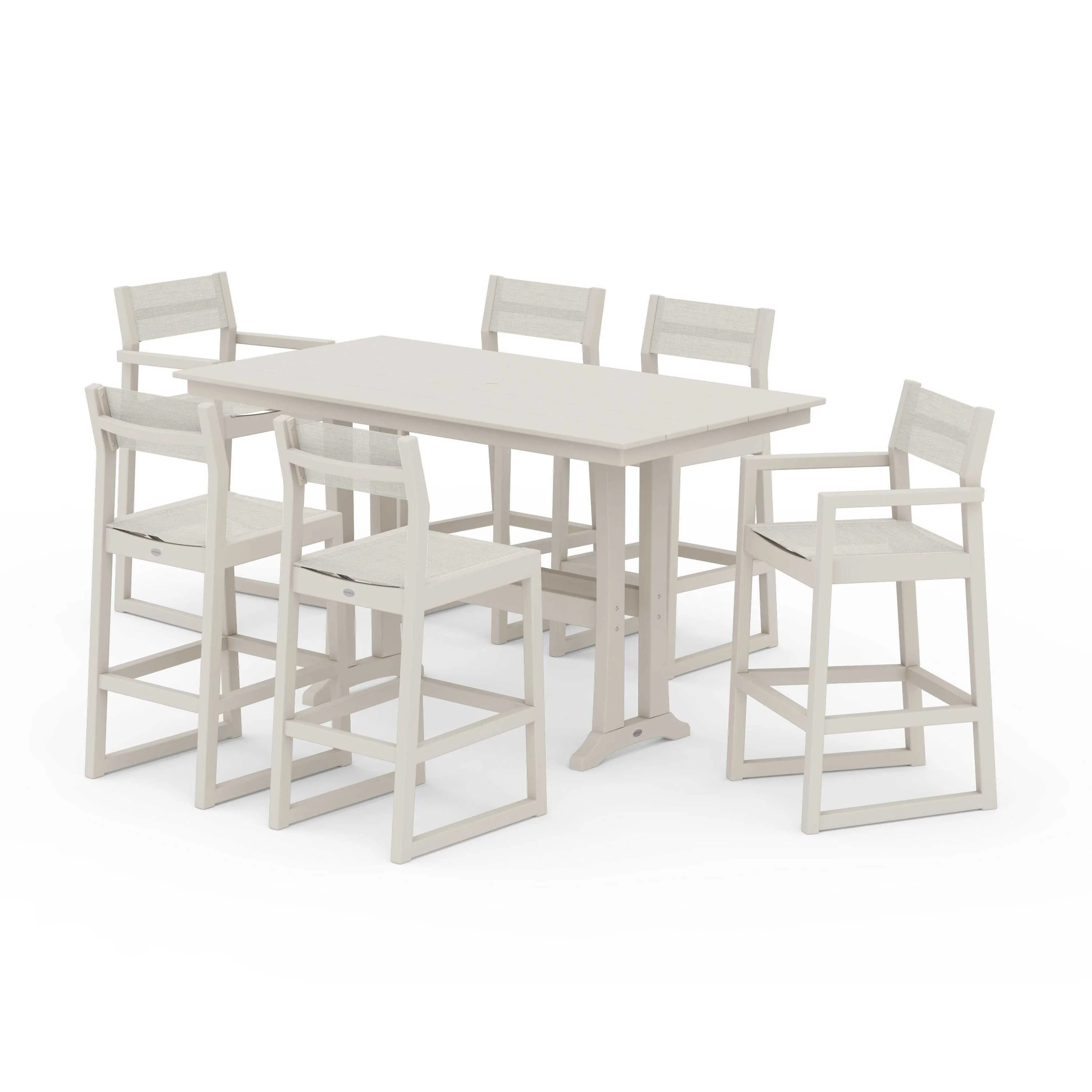 EDGE Sling 7-Piece Farmhouse Bar Set with Trestle Legs - Image 103