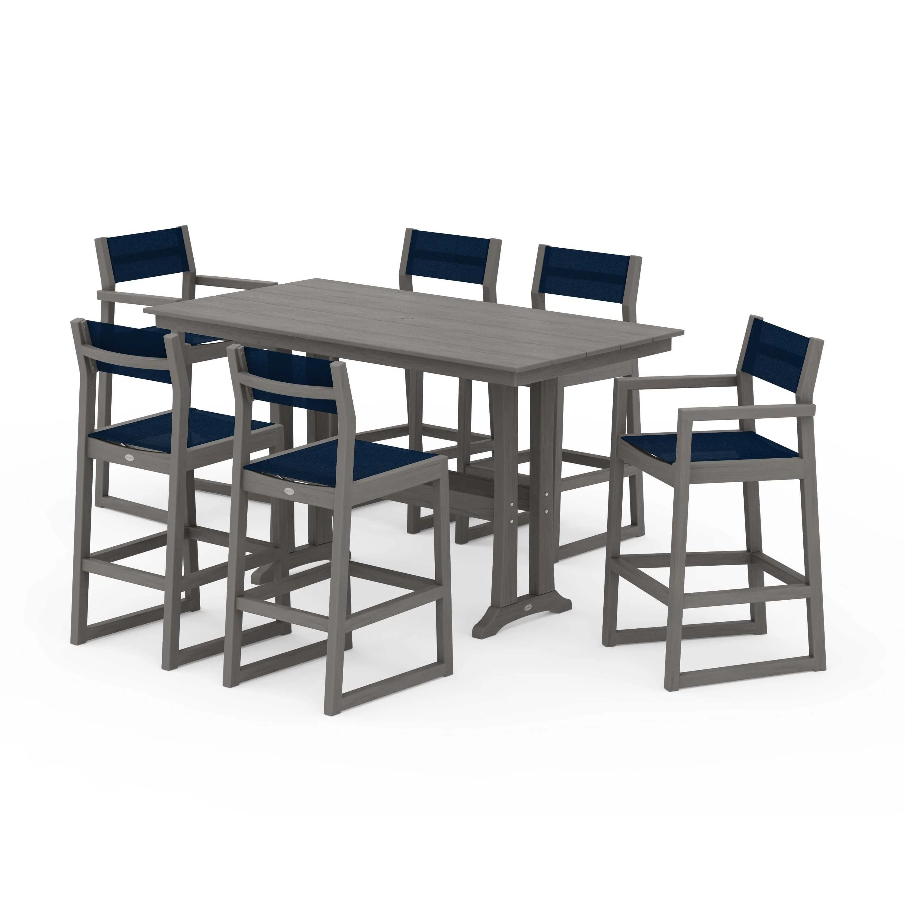 EDGE Sling 7-Piece Farmhouse Bar Set with Trestle Legs - Image 106