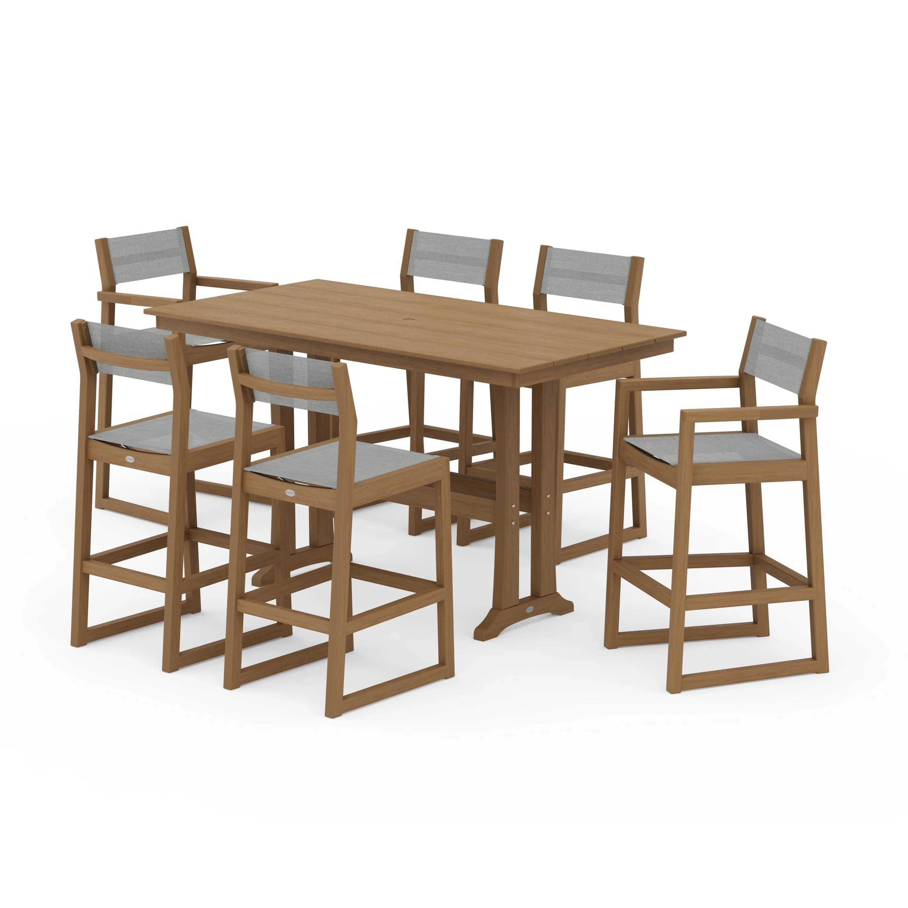 EDGE Sling 7-Piece Farmhouse Bar Set with Trestle Legs - Image 107