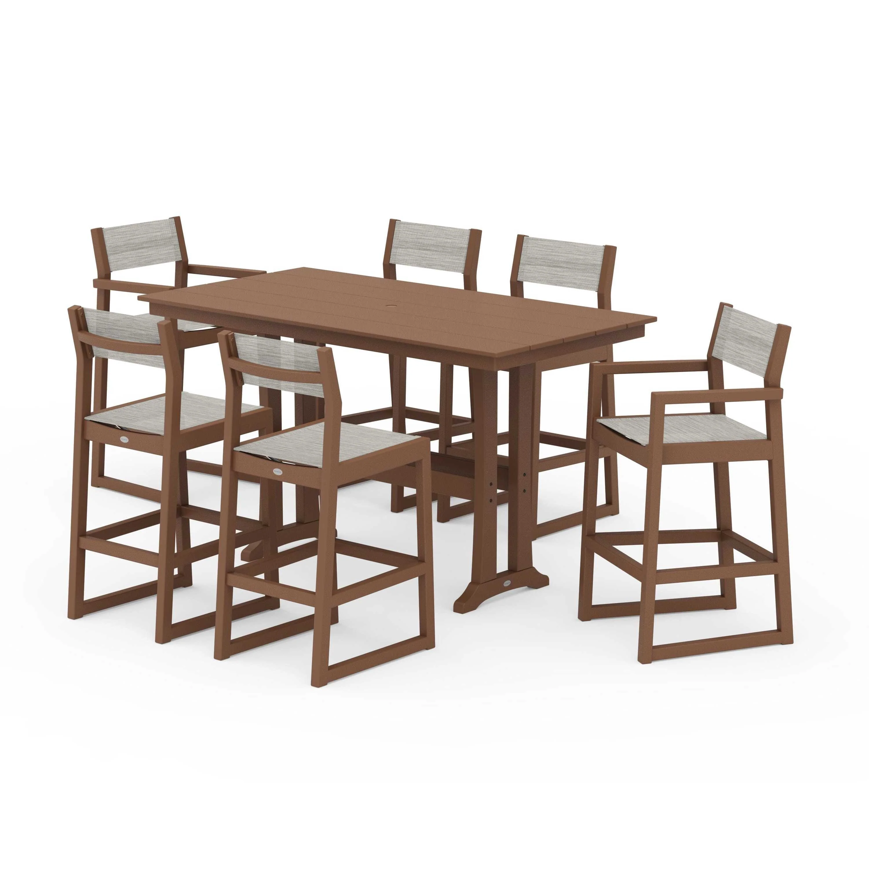 EDGE Sling 7-Piece Farmhouse Bar Set with Trestle Legs - Image 108