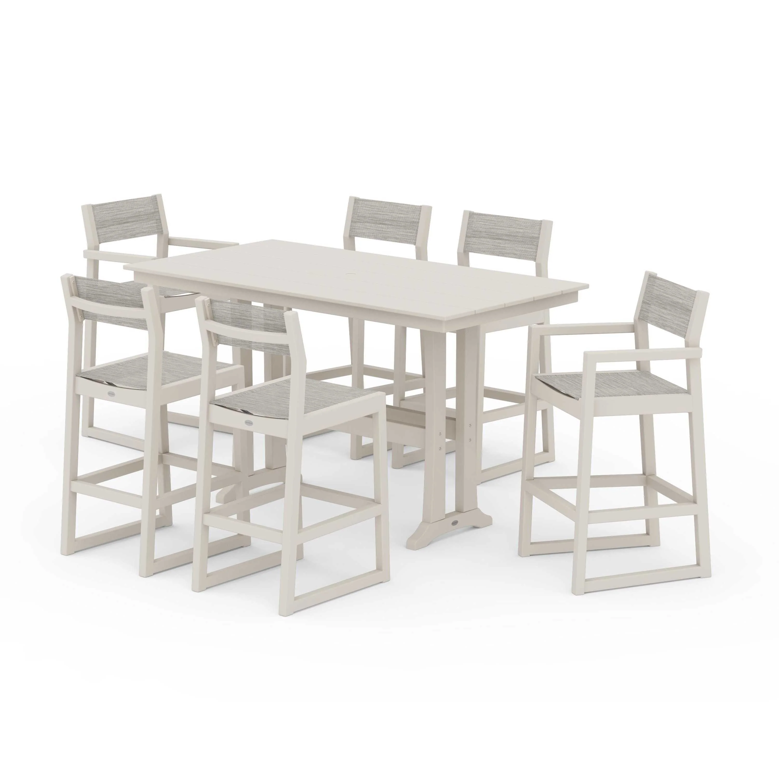EDGE Sling 7-Piece Farmhouse Bar Set with Trestle Legs - Image 109