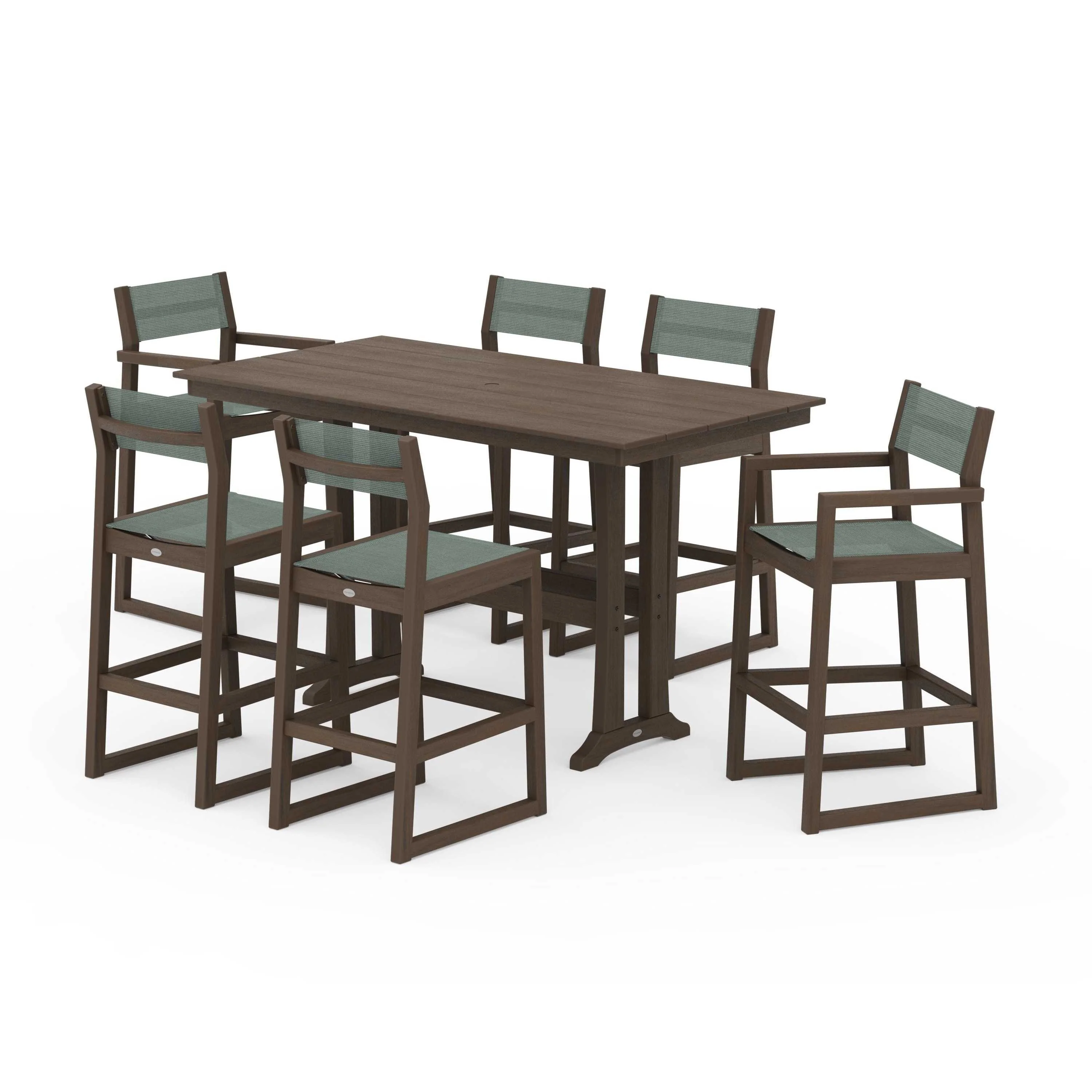 EDGE Sling 7-Piece Farmhouse Bar Set with Trestle Legs - Image 110
