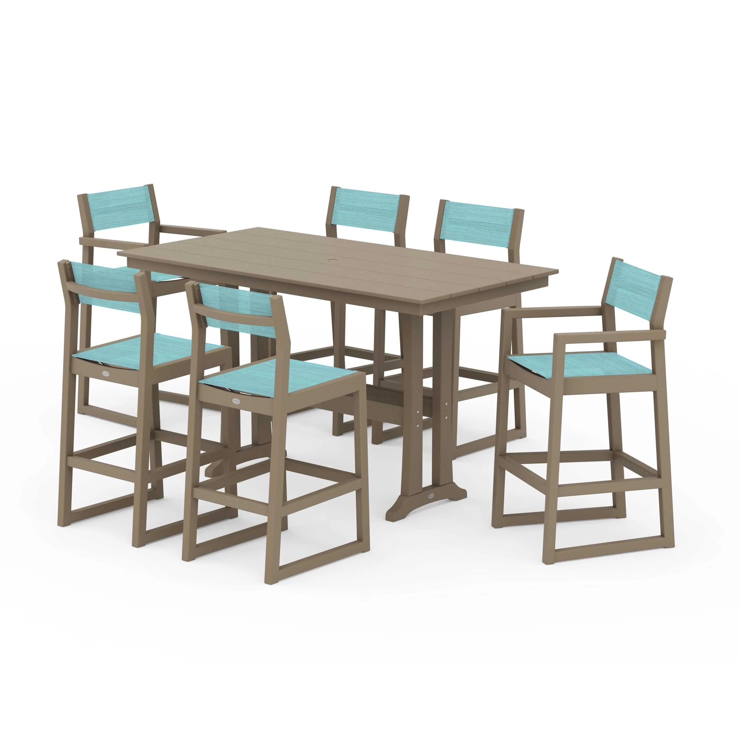 EDGE Sling 7-Piece Farmhouse Bar Set with Trestle Legs - Image 112