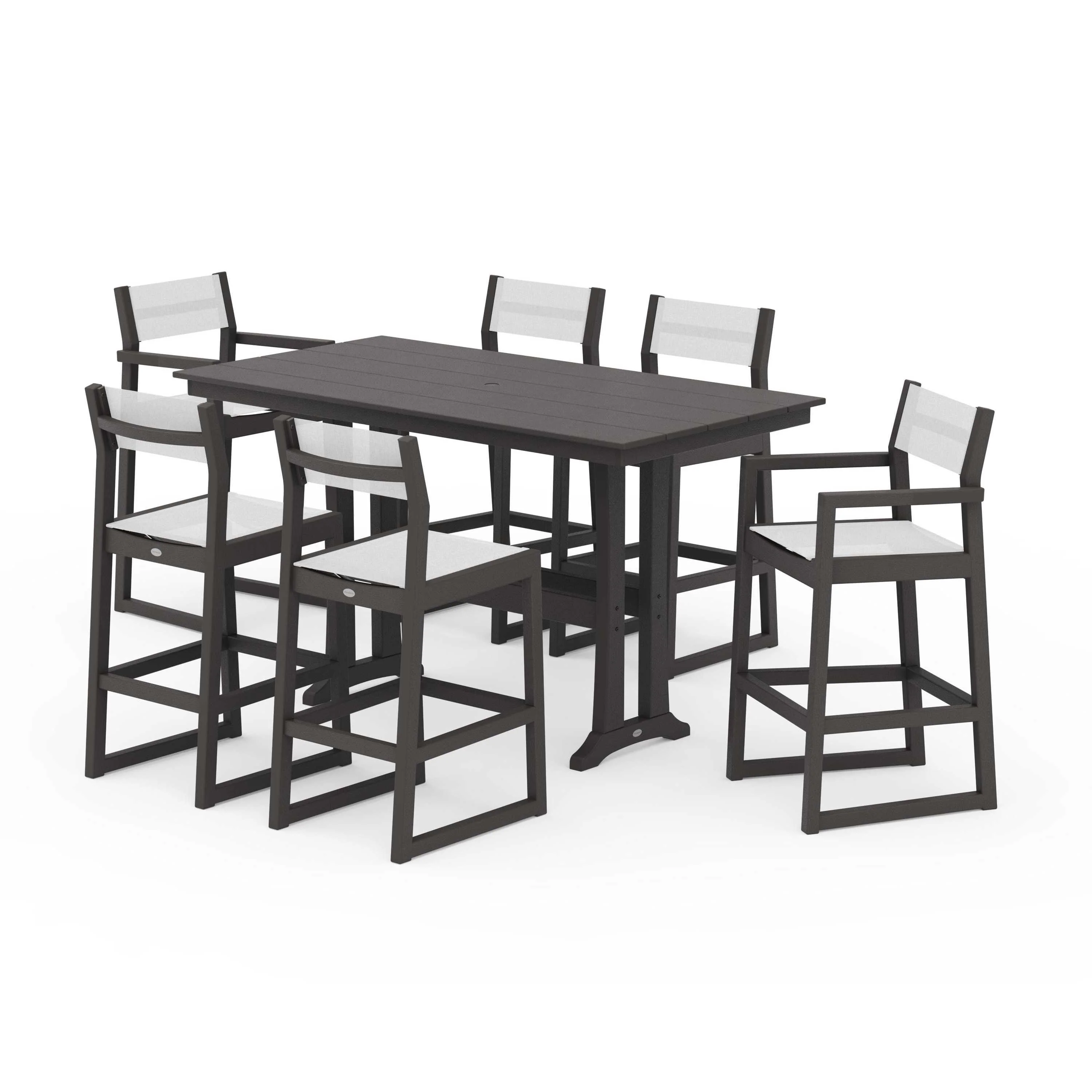 EDGE Sling 7-Piece Farmhouse Bar Set with Trestle Legs - Image 114