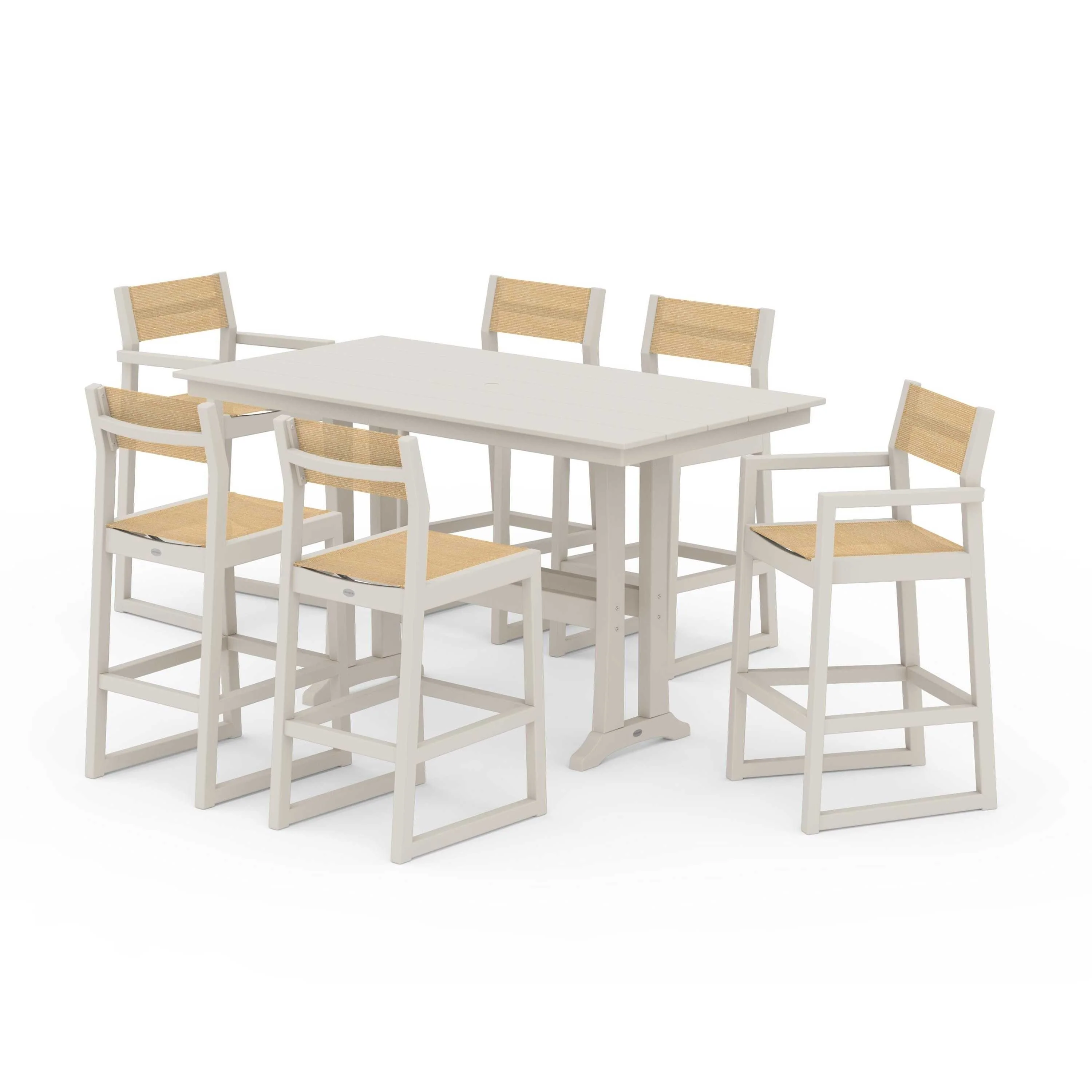 EDGE Sling 7-Piece Farmhouse Bar Set with Trestle Legs - Image 115