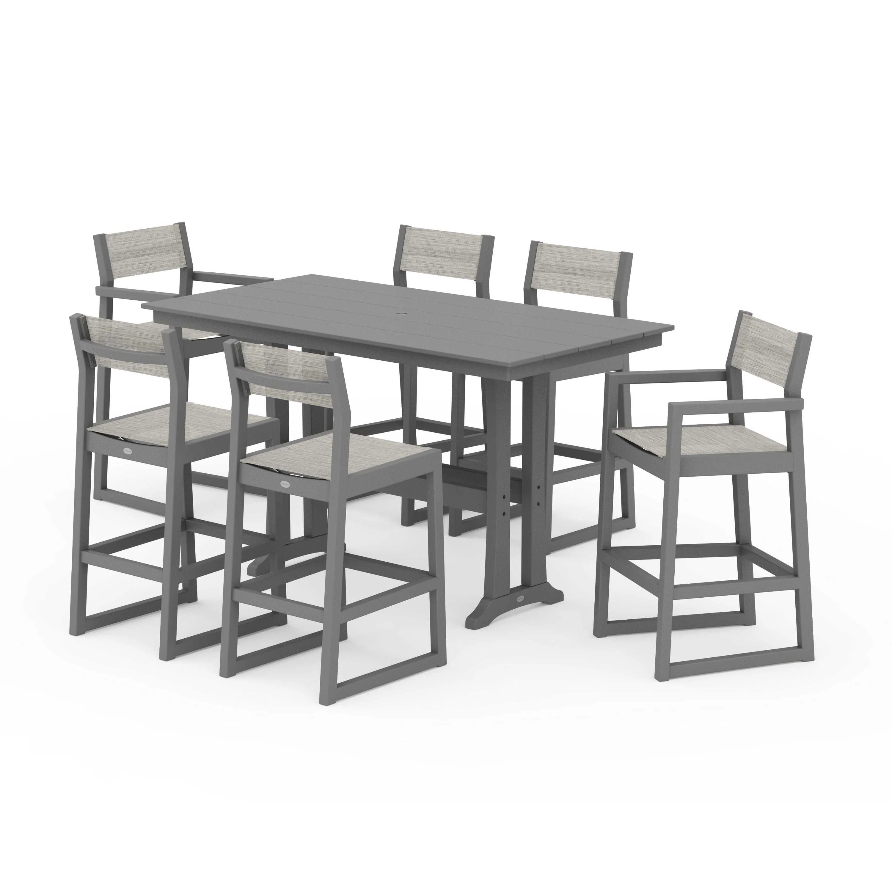 EDGE Sling 7-Piece Farmhouse Bar Set with Trestle Legs - Image 118