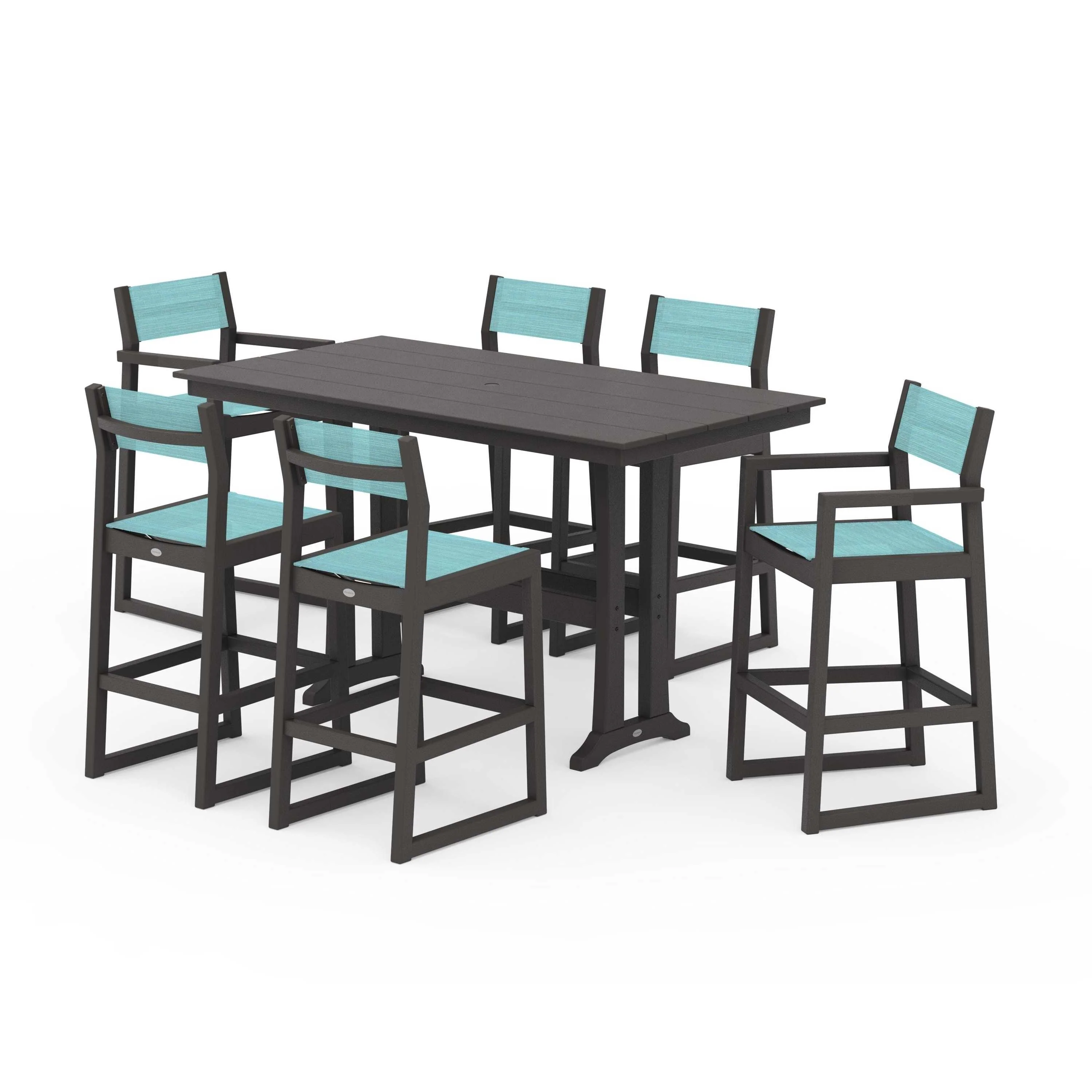EDGE Sling 7-Piece Farmhouse Bar Set with Trestle Legs - Image 119