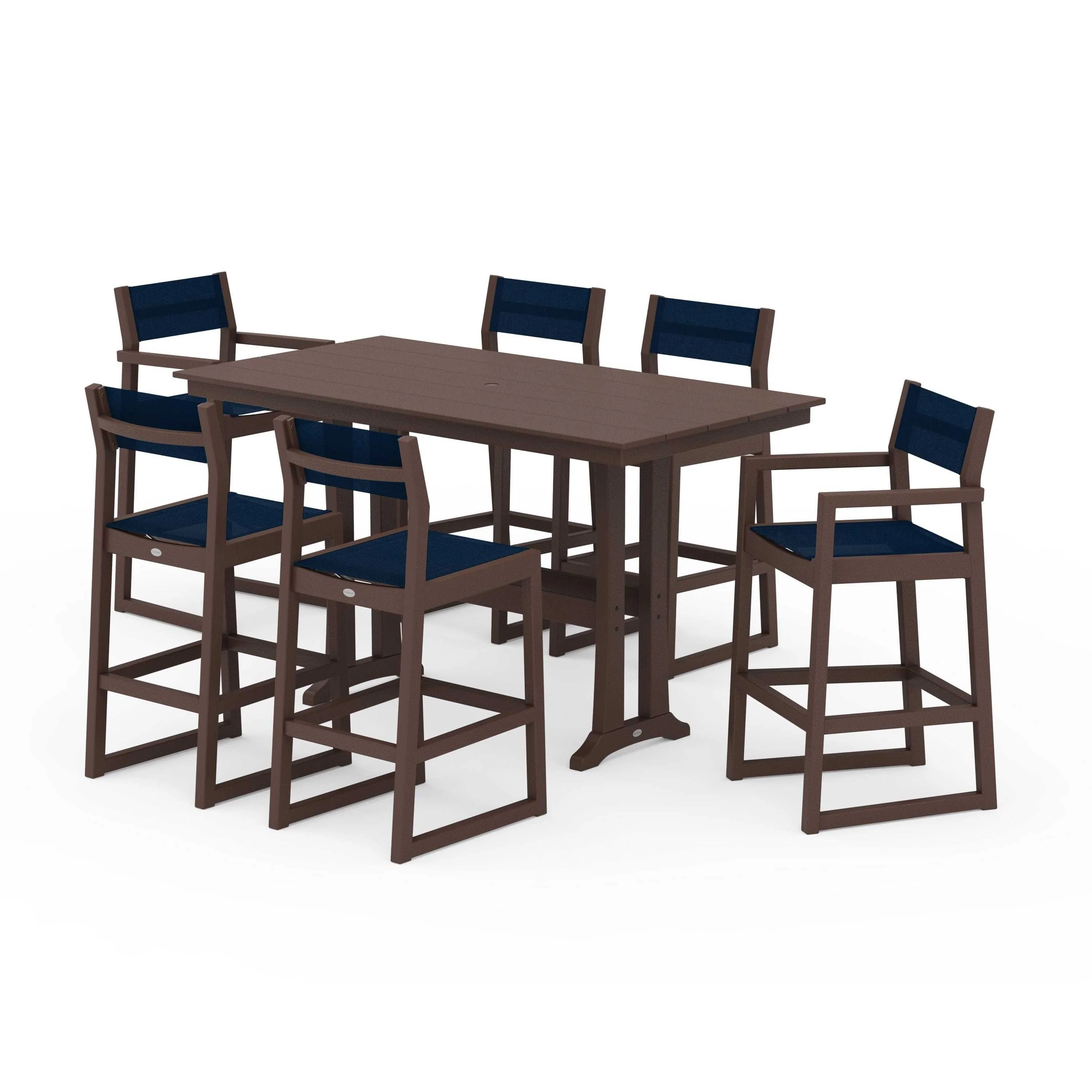EDGE Sling 7-Piece Farmhouse Bar Set with Trestle Legs - Image 122