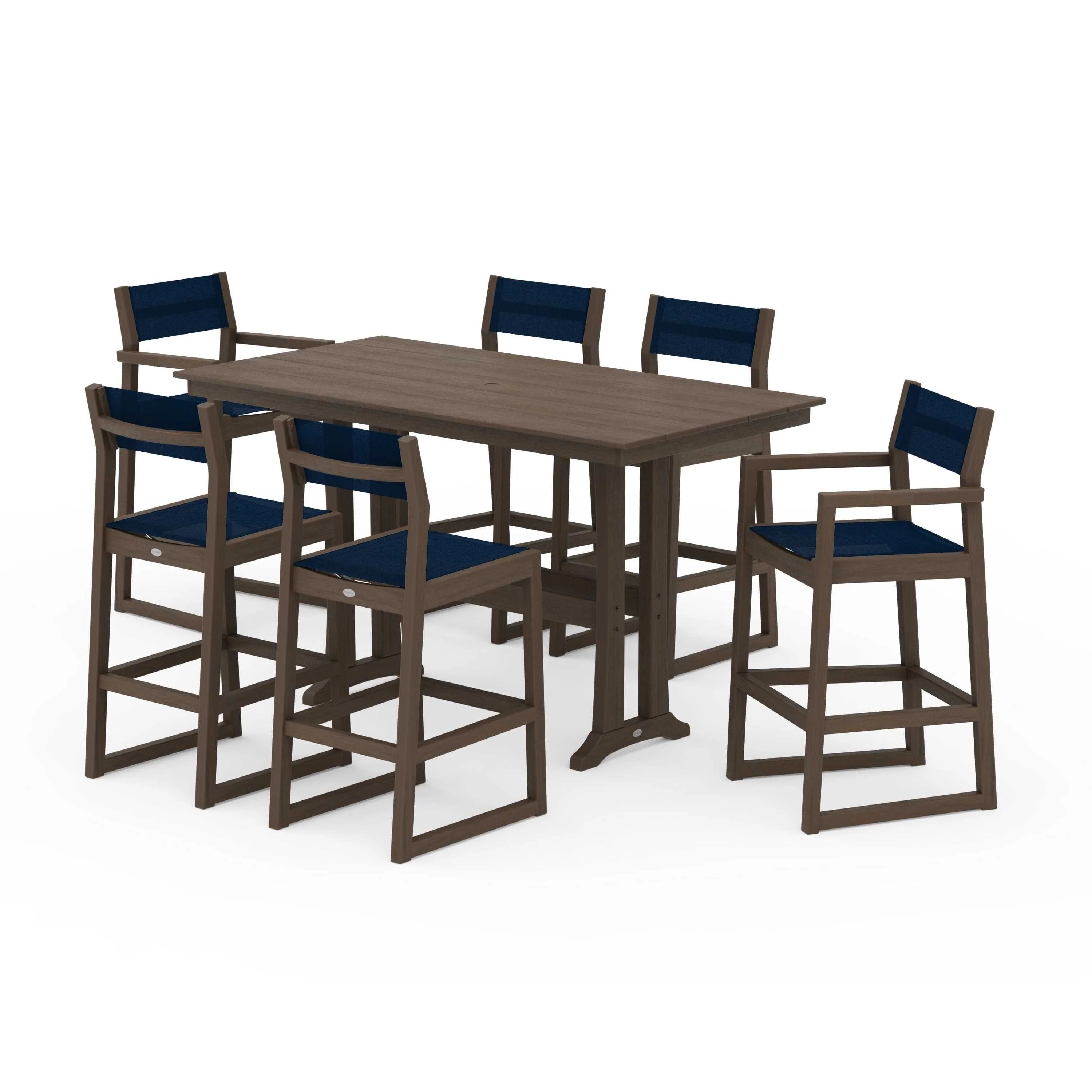 EDGE Sling 7-Piece Farmhouse Bar Set with Trestle Legs - Image 124