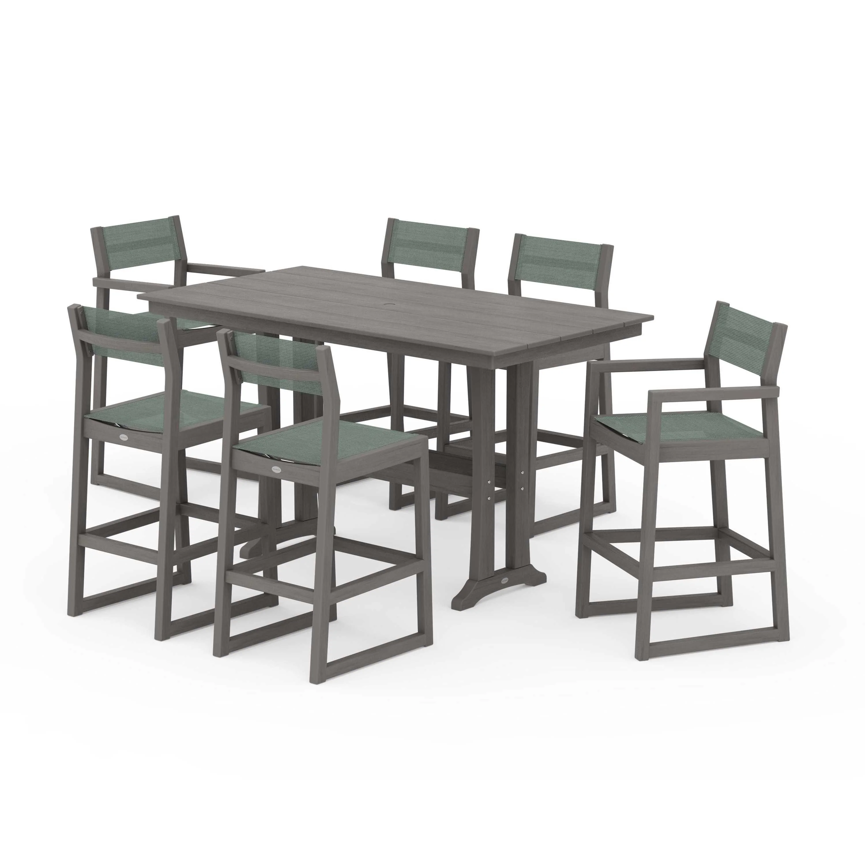 EDGE Sling 7-Piece Farmhouse Bar Set with Trestle Legs - Image 126