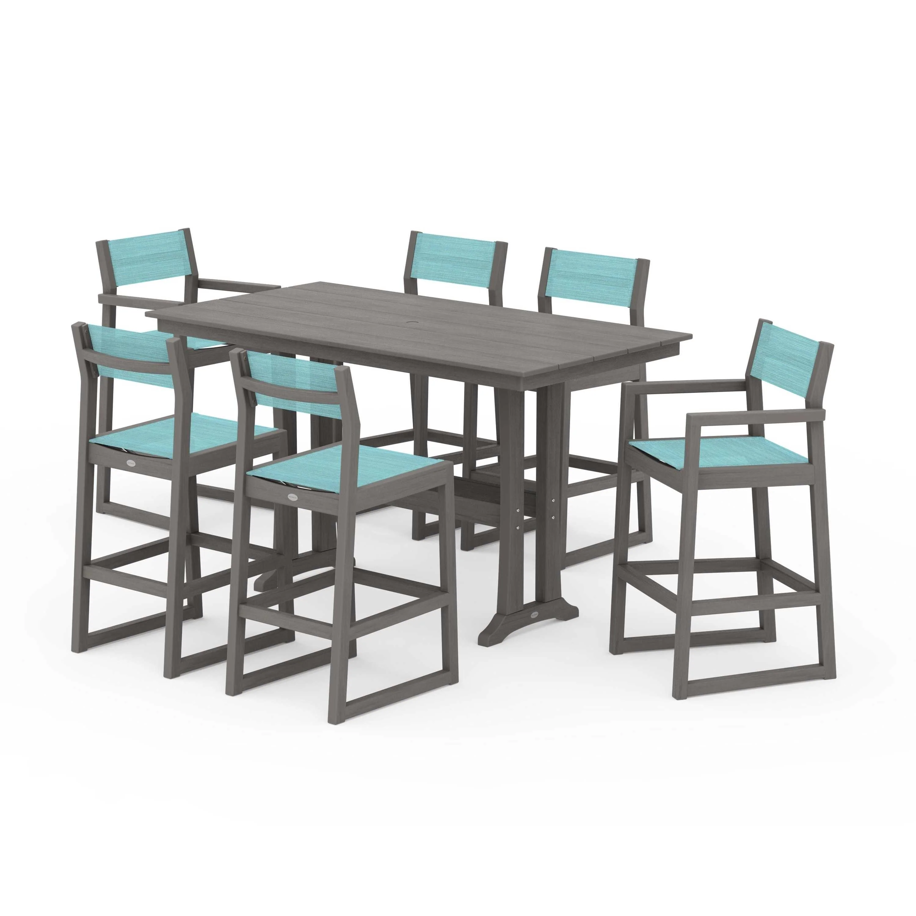 EDGE Sling 7-Piece Farmhouse Bar Set with Trestle Legs - Image 127
