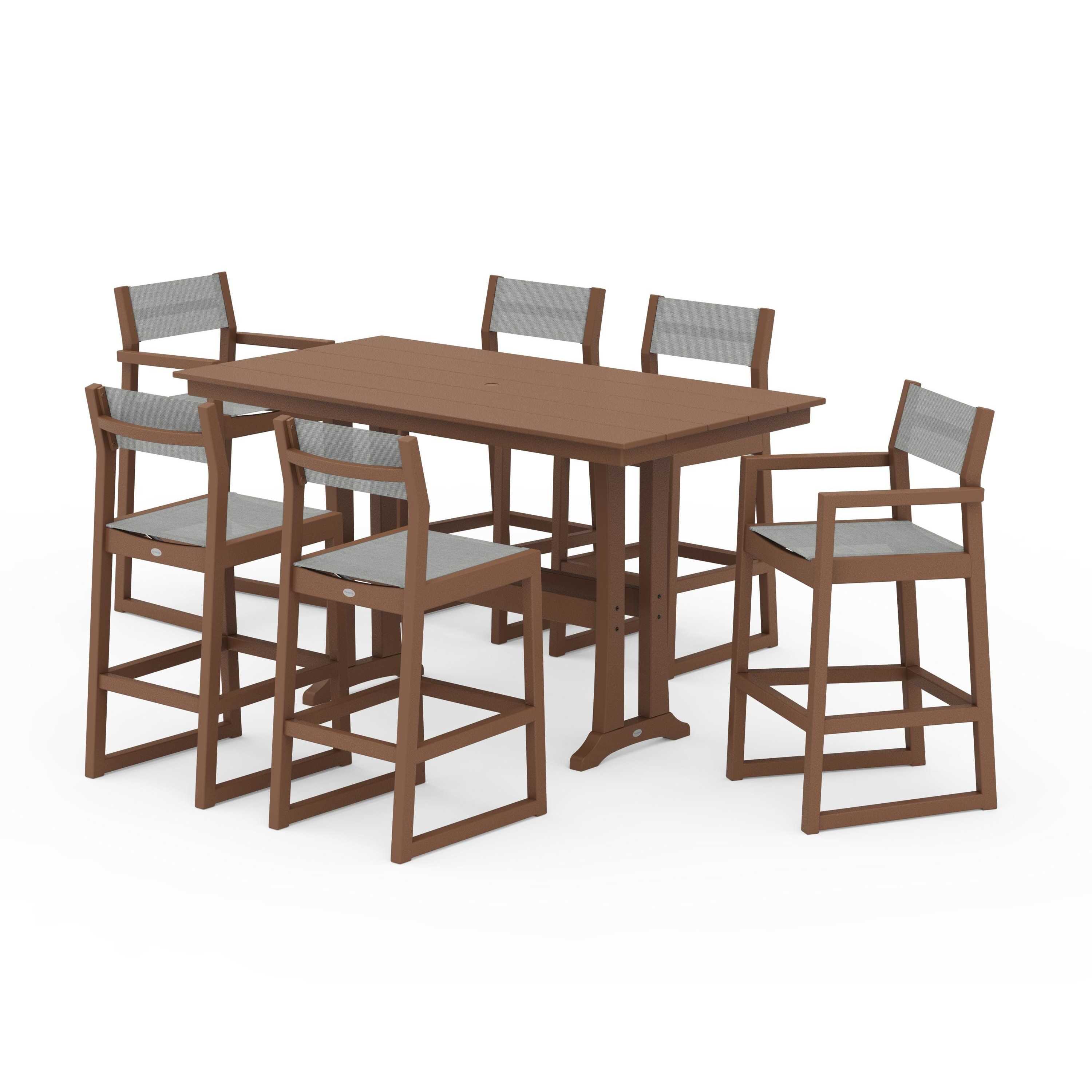EDGE Sling 7-Piece Farmhouse Bar Set with Trestle Legs - Image 128