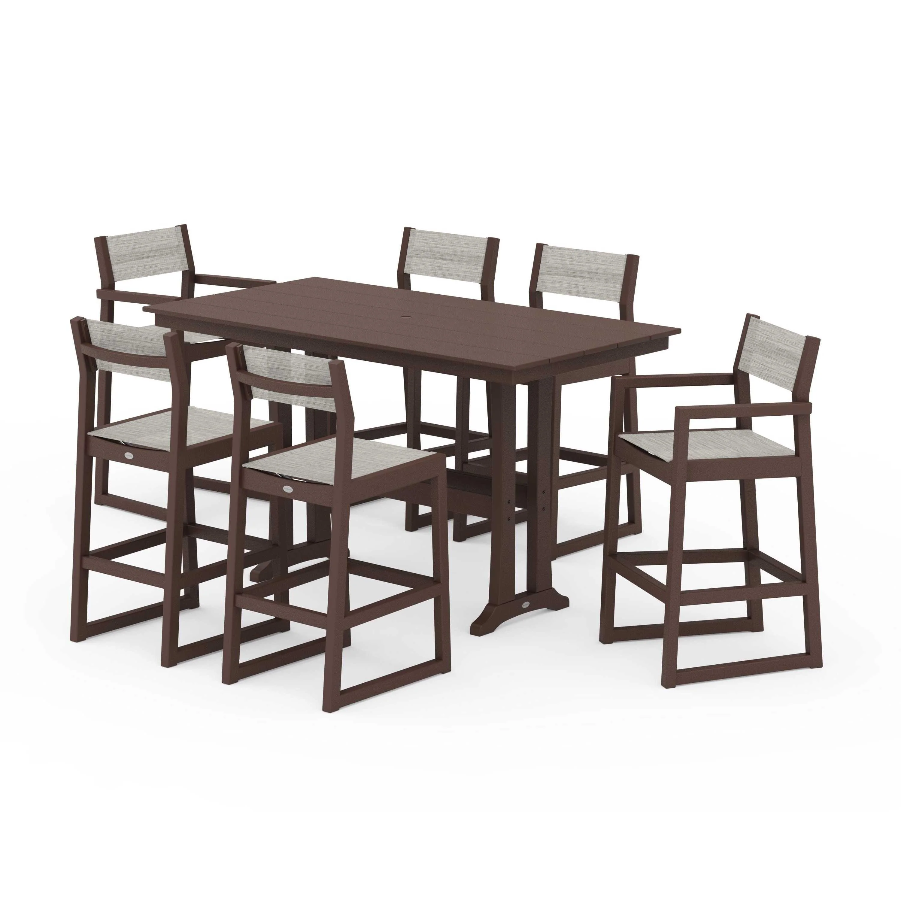 EDGE Sling 7-Piece Farmhouse Bar Set with Trestle Legs - Image 129