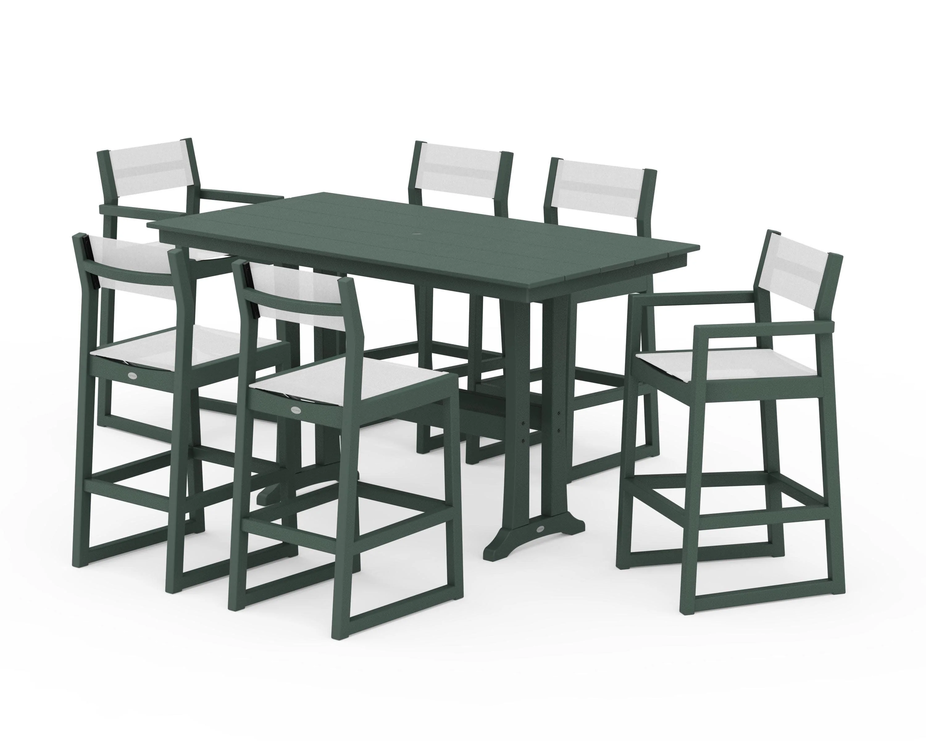 EDGE Sling 7-Piece Farmhouse Bar Set with Trestle Legs - Image 13