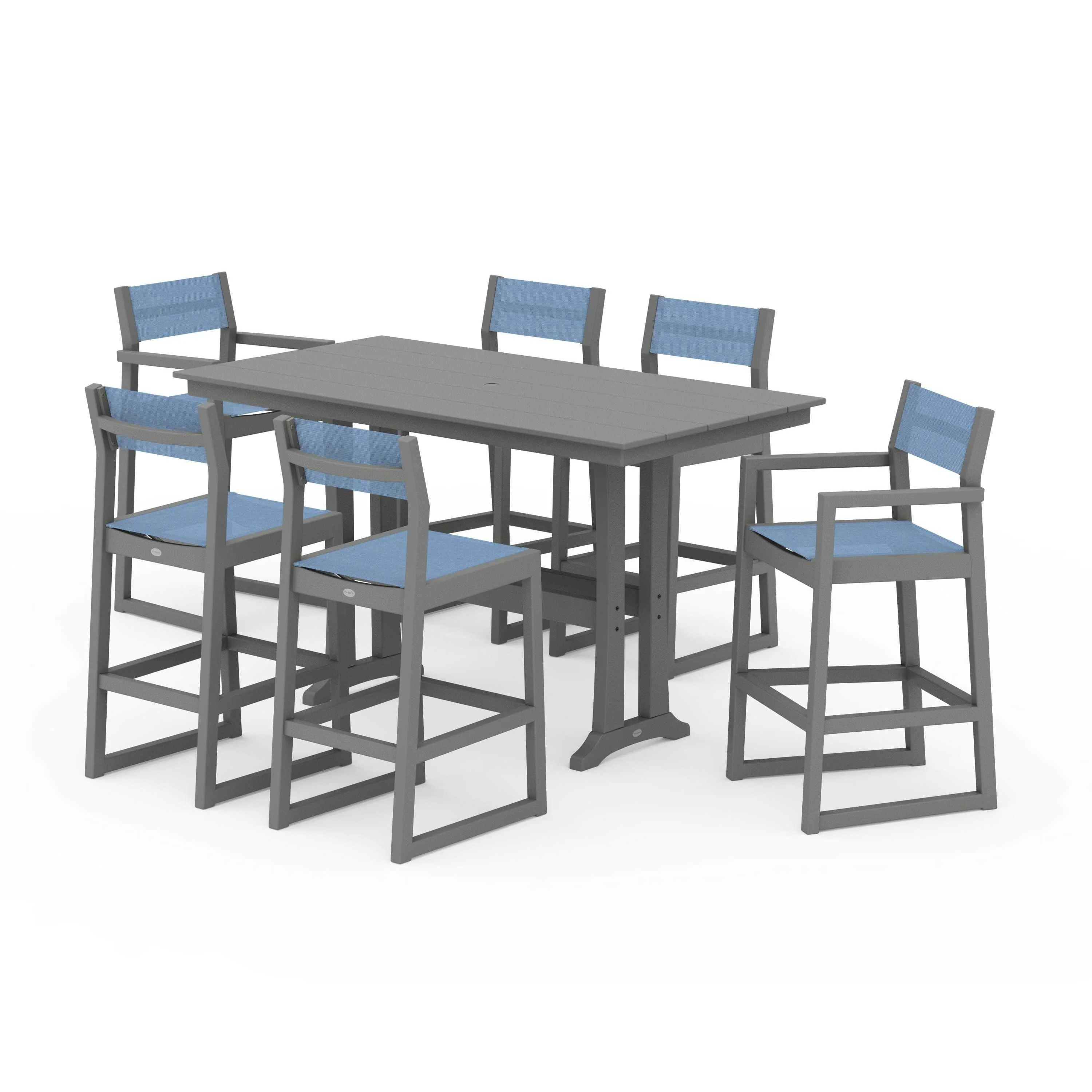 EDGE Sling 7-Piece Farmhouse Bar Set with Trestle Legs - Image 131