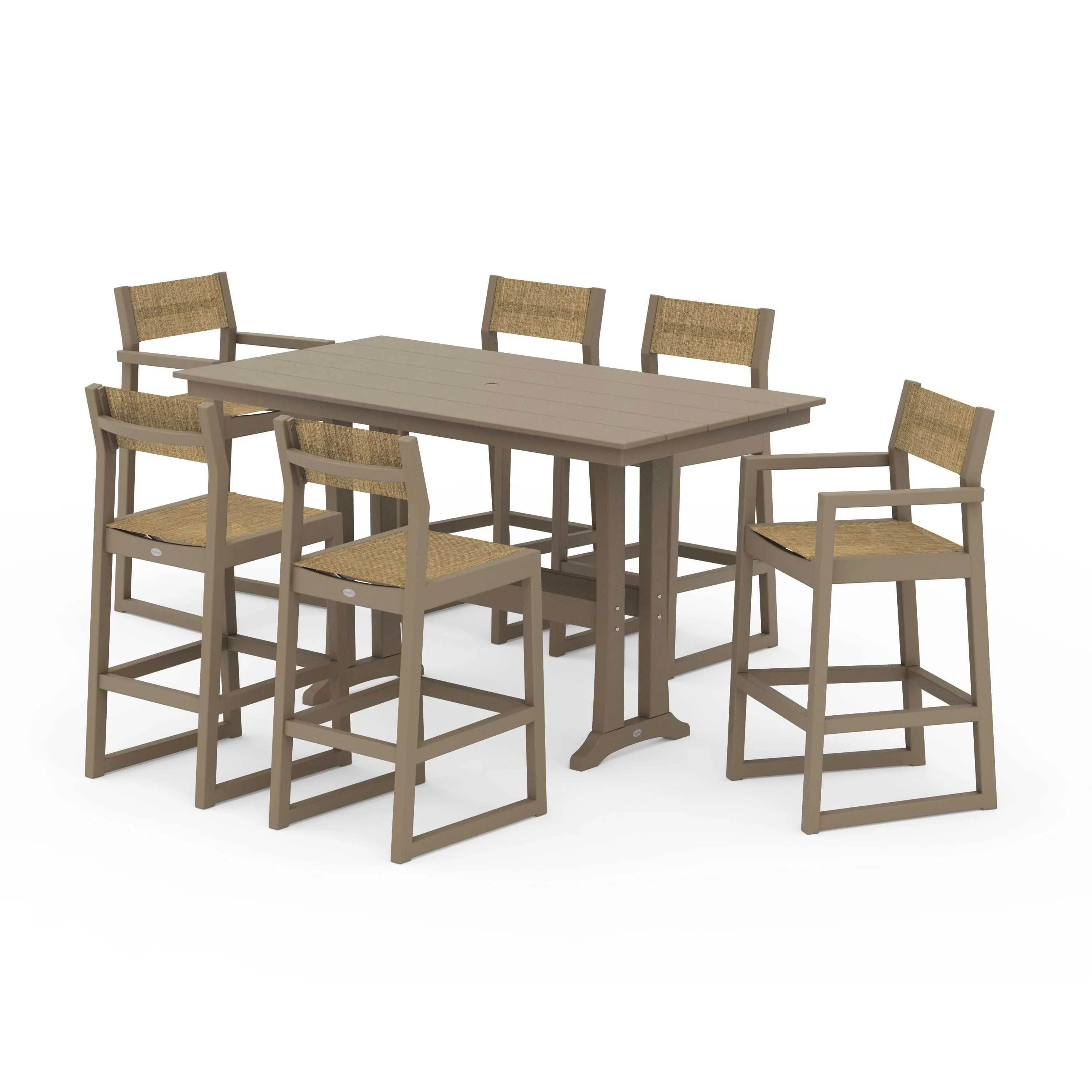 EDGE Sling 7-Piece Farmhouse Bar Set with Trestle Legs - Image 133