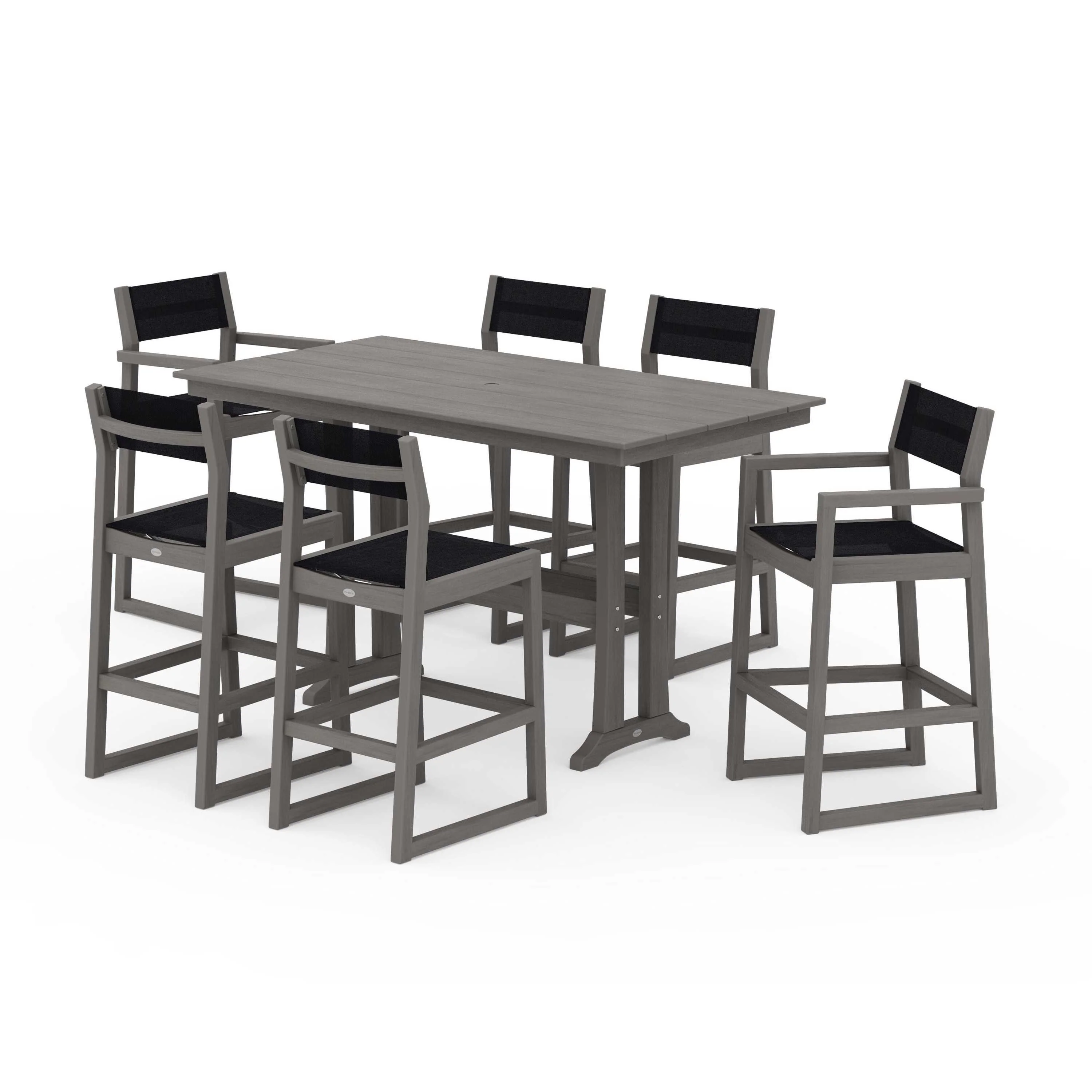 EDGE Sling 7-Piece Farmhouse Bar Set with Trestle Legs - Image 134