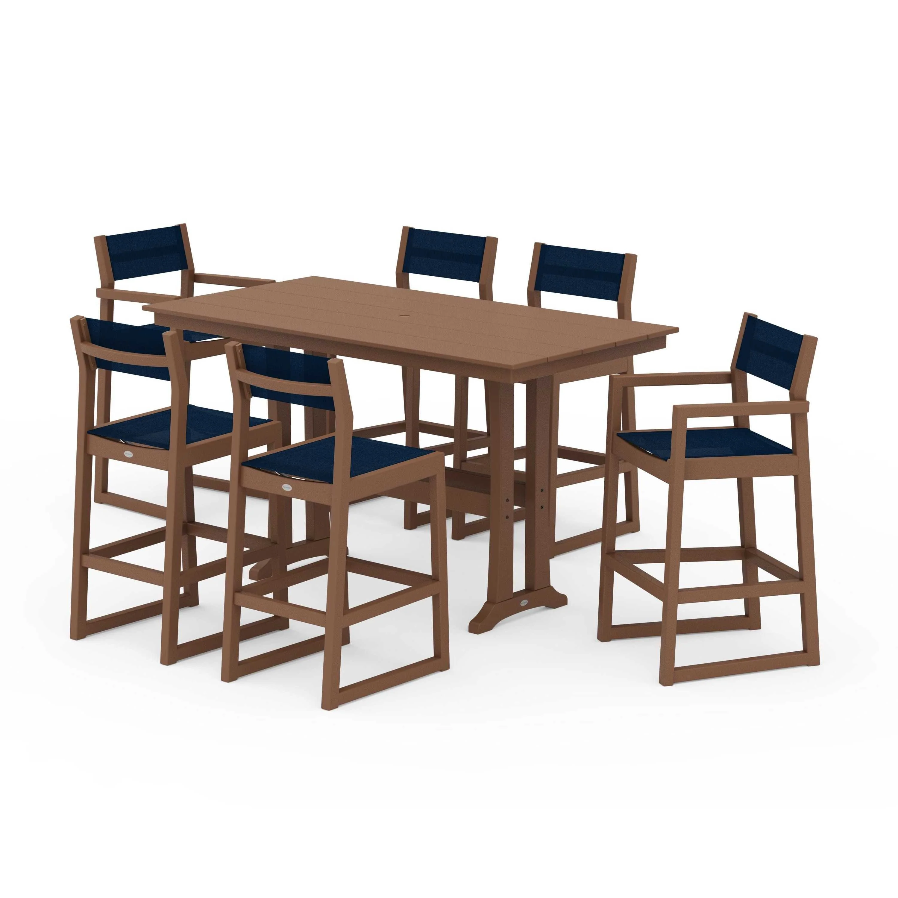 EDGE Sling 7-Piece Farmhouse Bar Set with Trestle Legs - Image 137