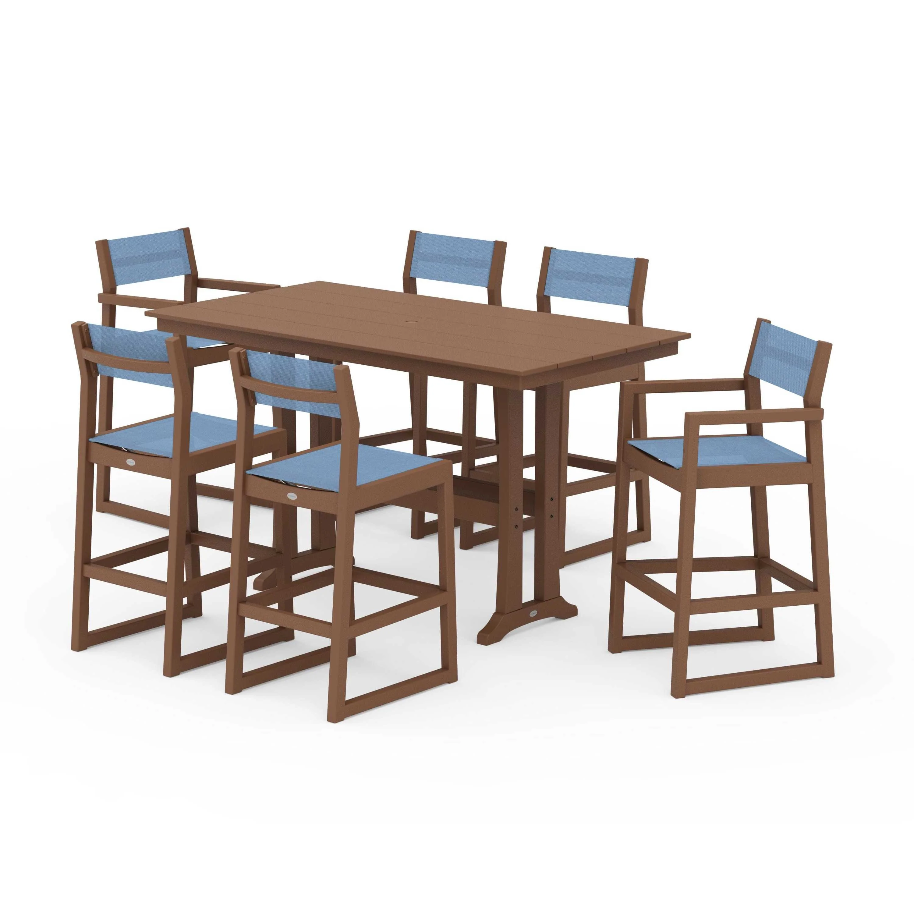EDGE Sling 7-Piece Farmhouse Bar Set with Trestle Legs - Image 139
