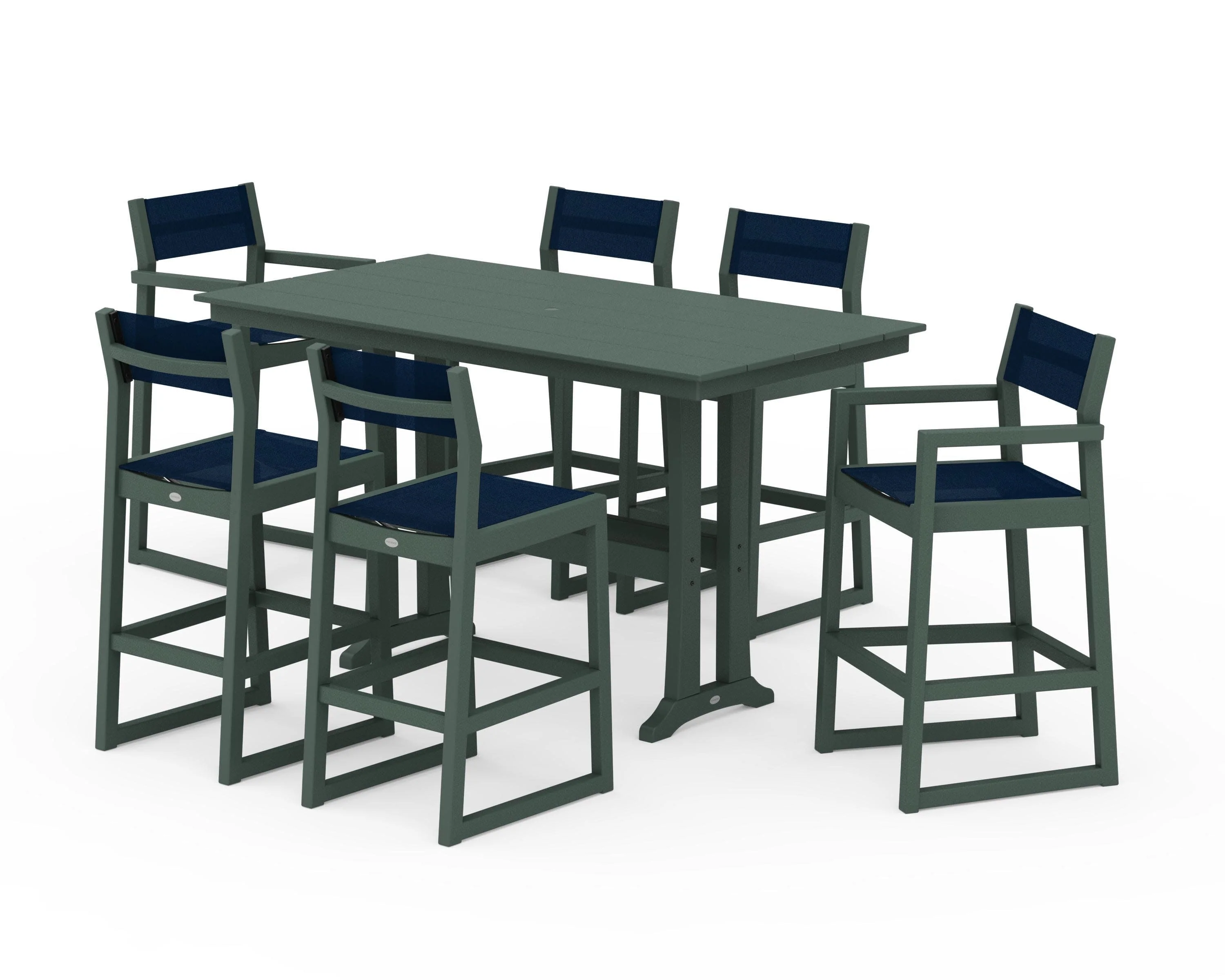 EDGE Sling 7-Piece Farmhouse Bar Set with Trestle Legs - Image 14