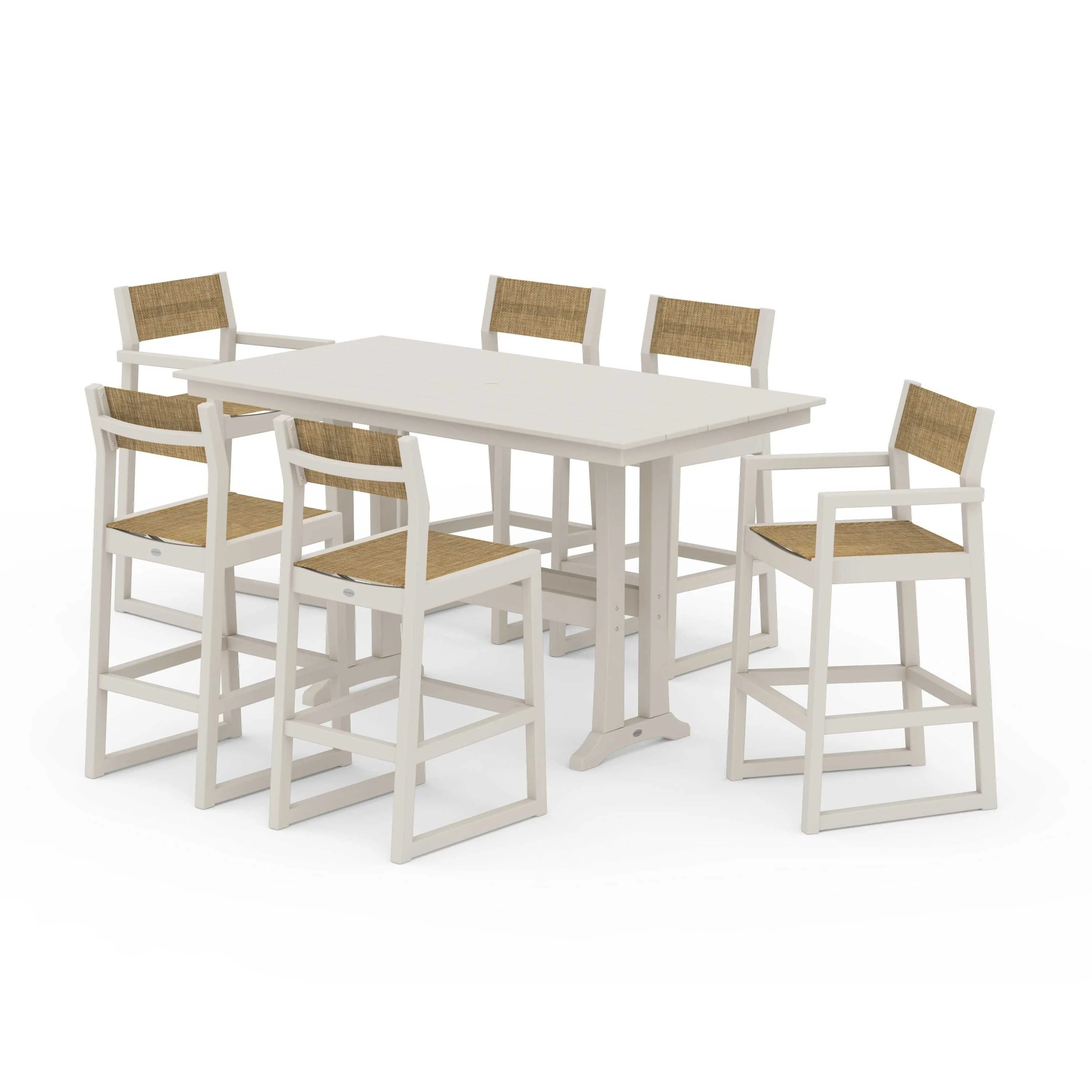 EDGE Sling 7-Piece Farmhouse Bar Set with Trestle Legs - Image 140